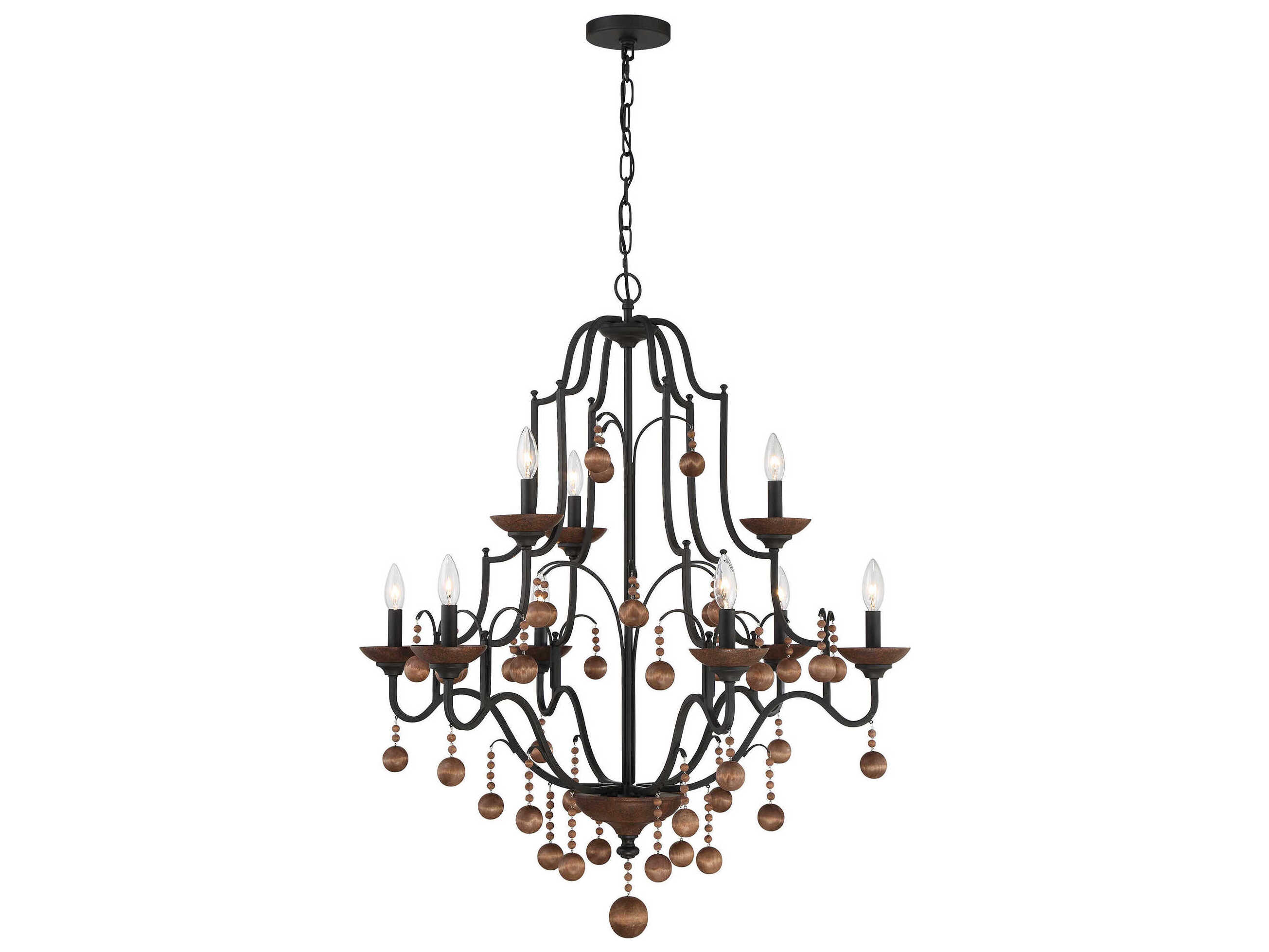 Minka Lavery Colonial Charm 9-Light Old World Bronze Walnut Brown Candelabra Chandelier