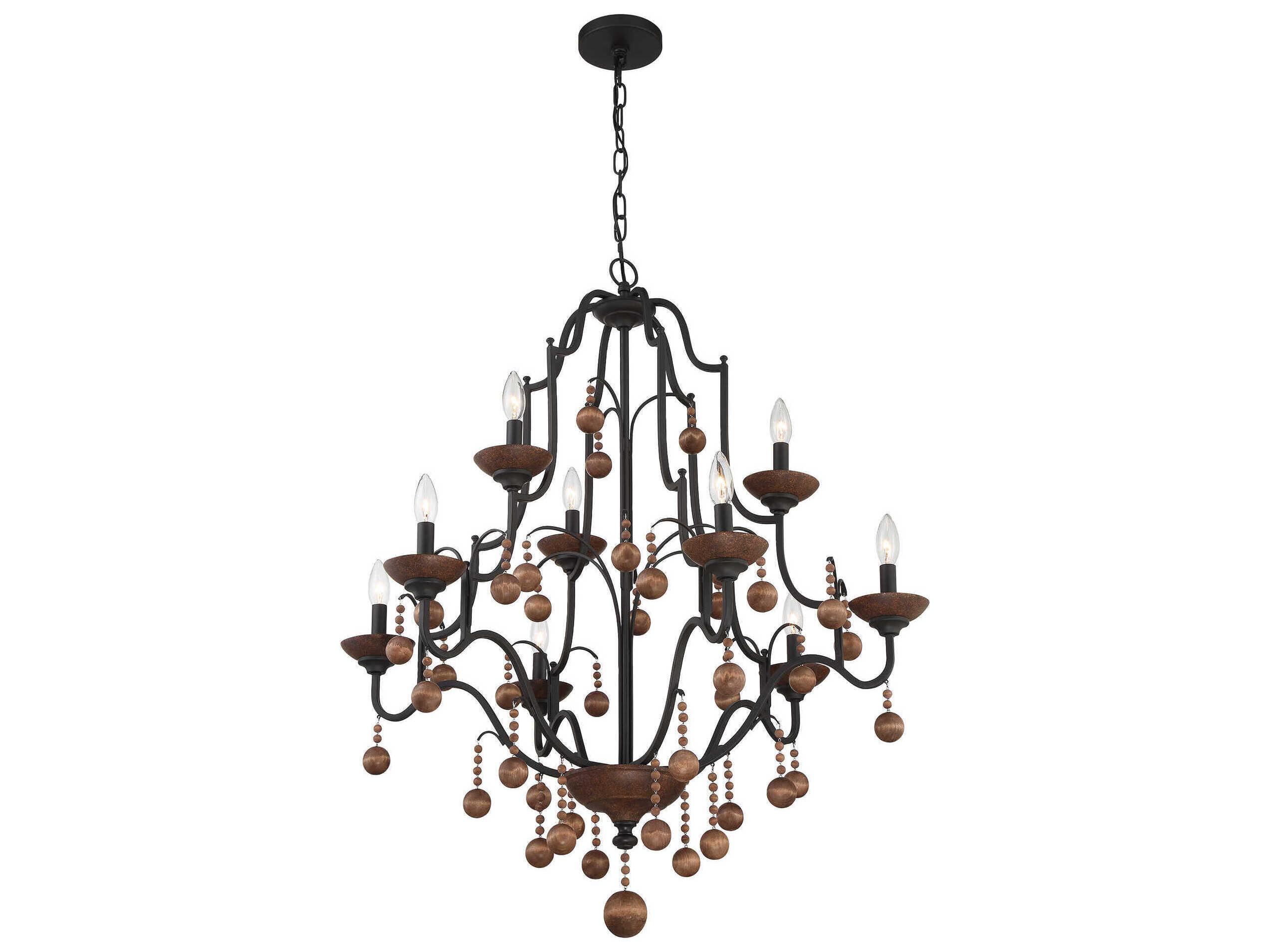 Minka Lavery Colonial Charm 9-Light Old World Bronze Walnut Brown Candelabra Chandelier