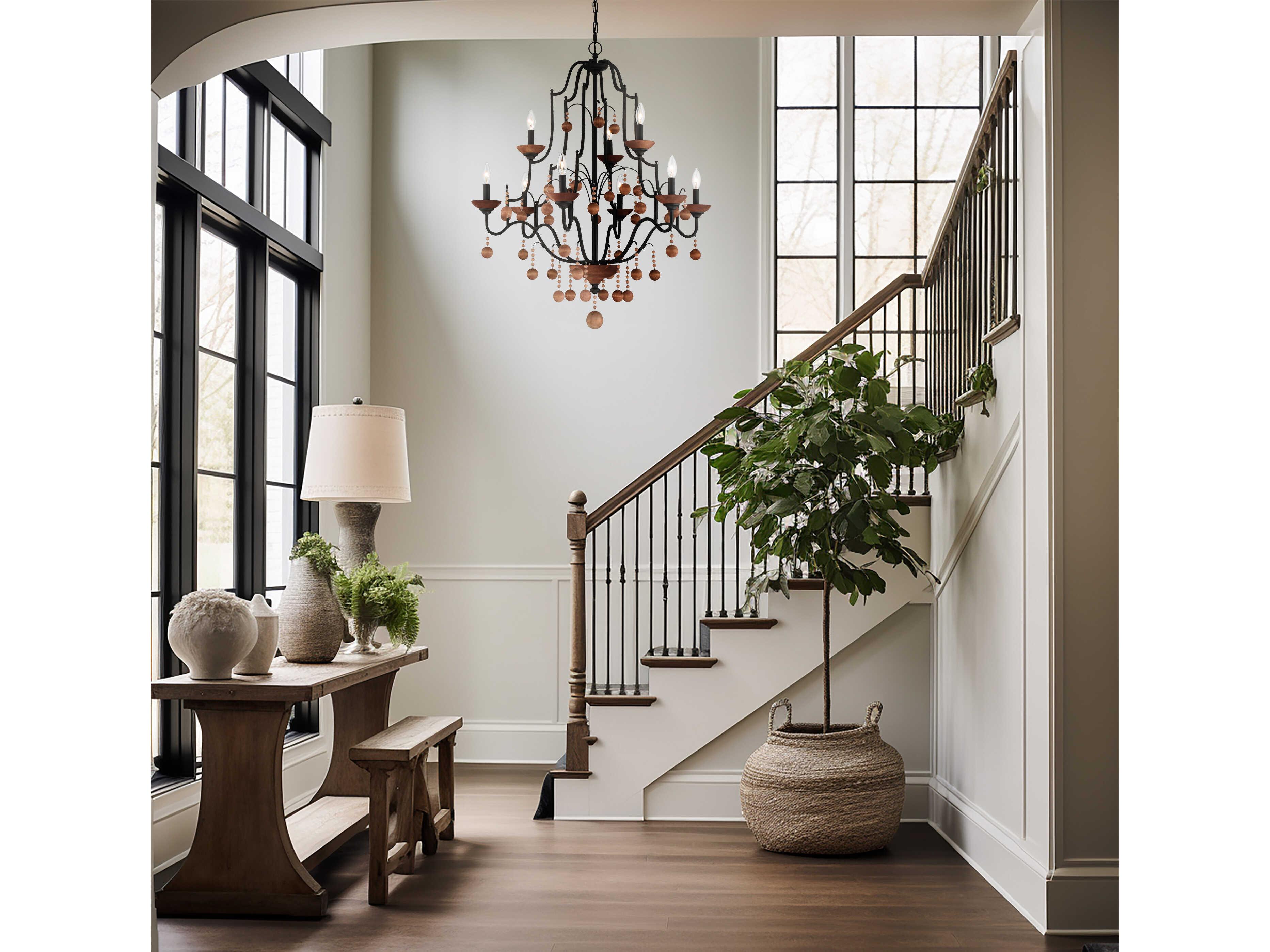 Minka Lavery Colonial Charm 9-Light Old World Bronze Walnut Brown Candelabra Chandelier