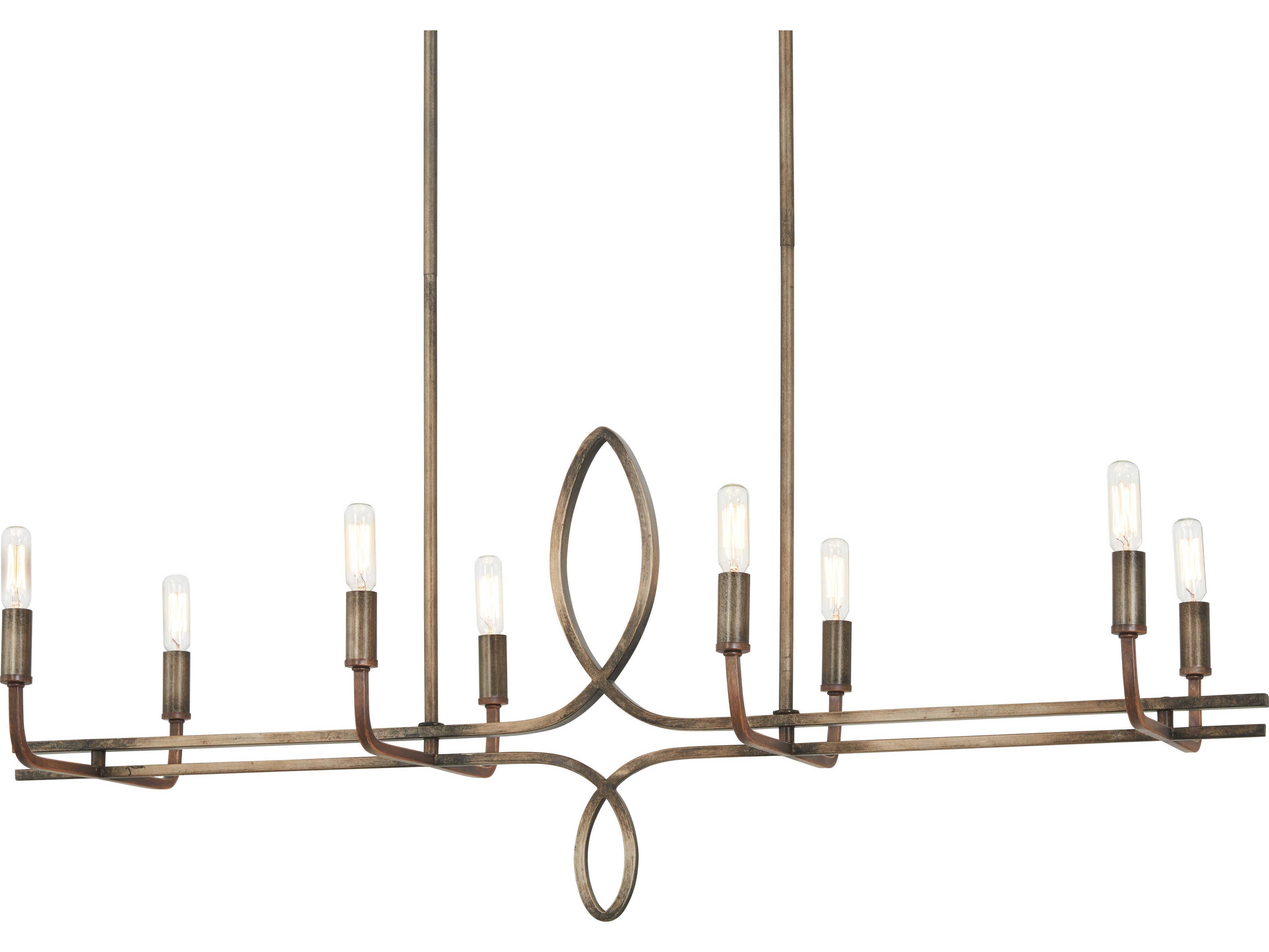 Minka Lavery Yorkville 8-Light Aged Darkwood Silver Patina Brown Linear Island Pendant