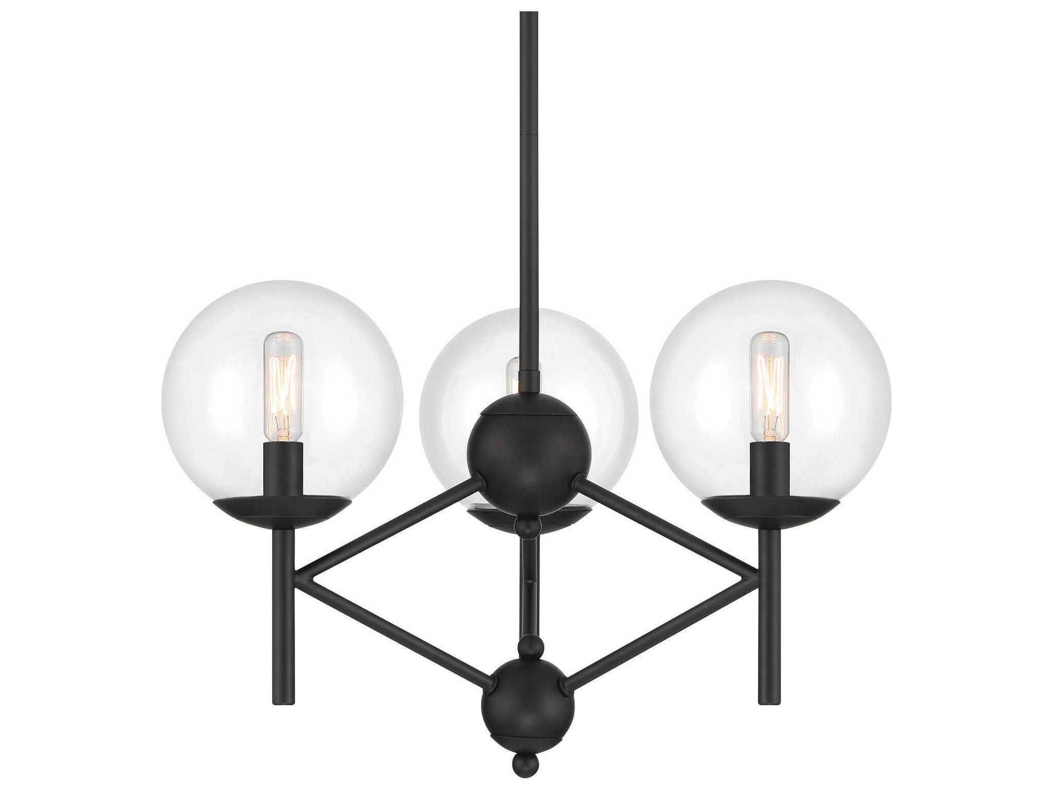 Minka Lavery Auresa 3-Light Coal Black Glass Candelabra Globe Chandelier