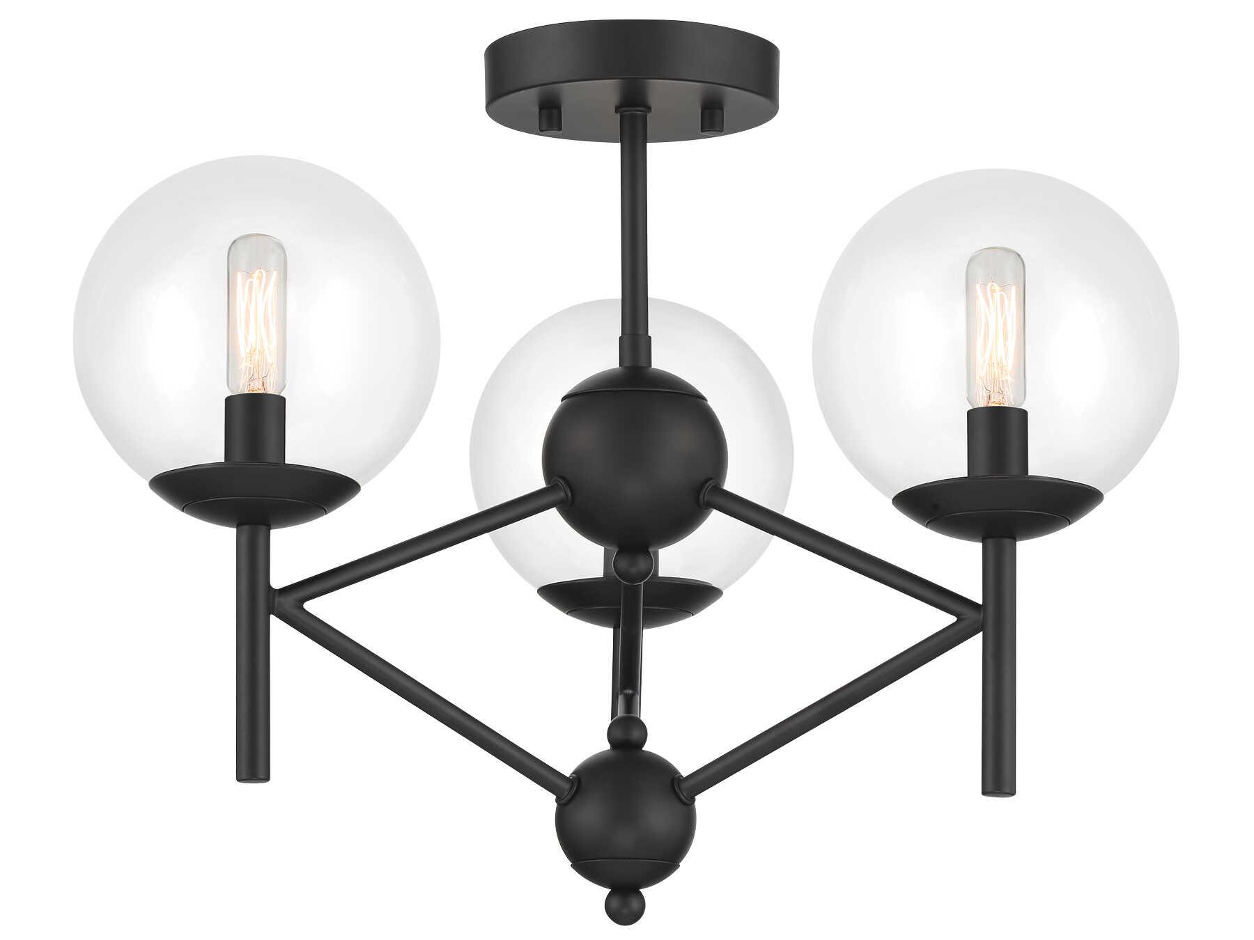 Minka Lavery Auresa 3-Light Coal Black Glass Globe Semi Flush Mount