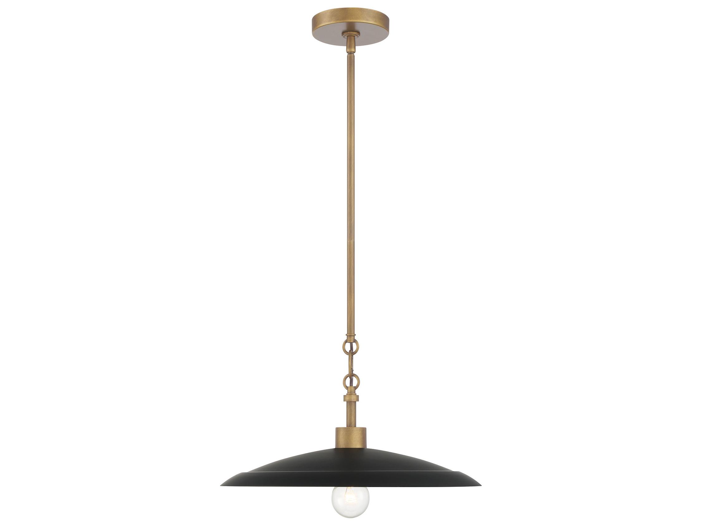 Minka Lavery York 1-Light Natural Brass Dark Matte Coal Dome Pendant