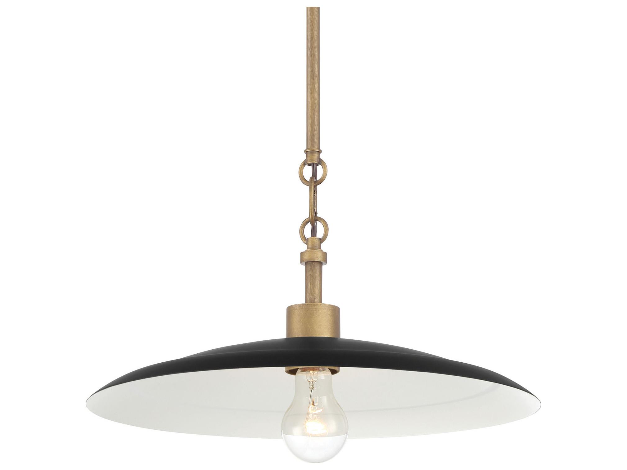 Minka Lavery York 1-Light Natural Brass Dark Matte Coal Dome Pendant