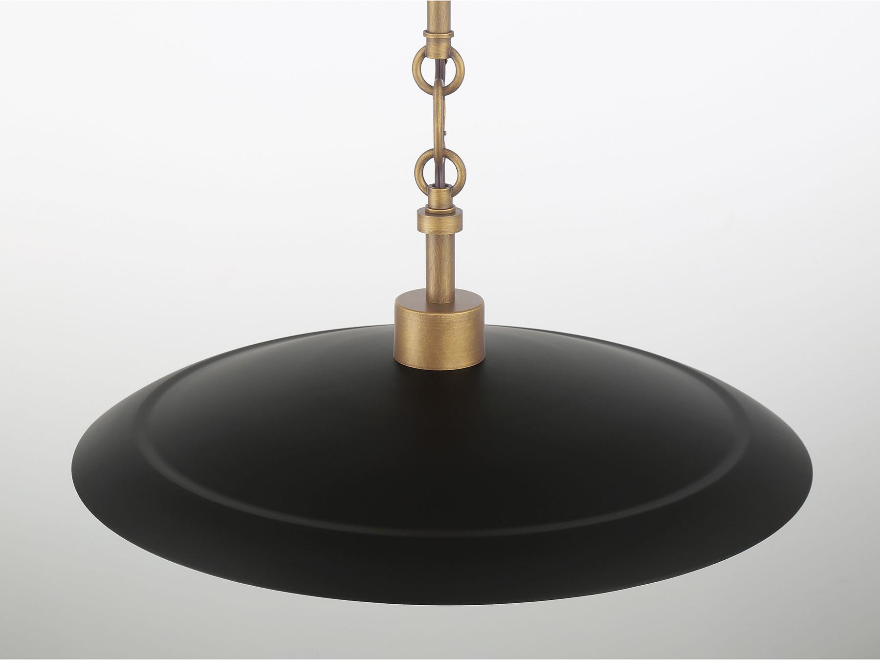 Minka Lavery York 1-Light Natural Brass Dark Matte Coal Dome Pendant