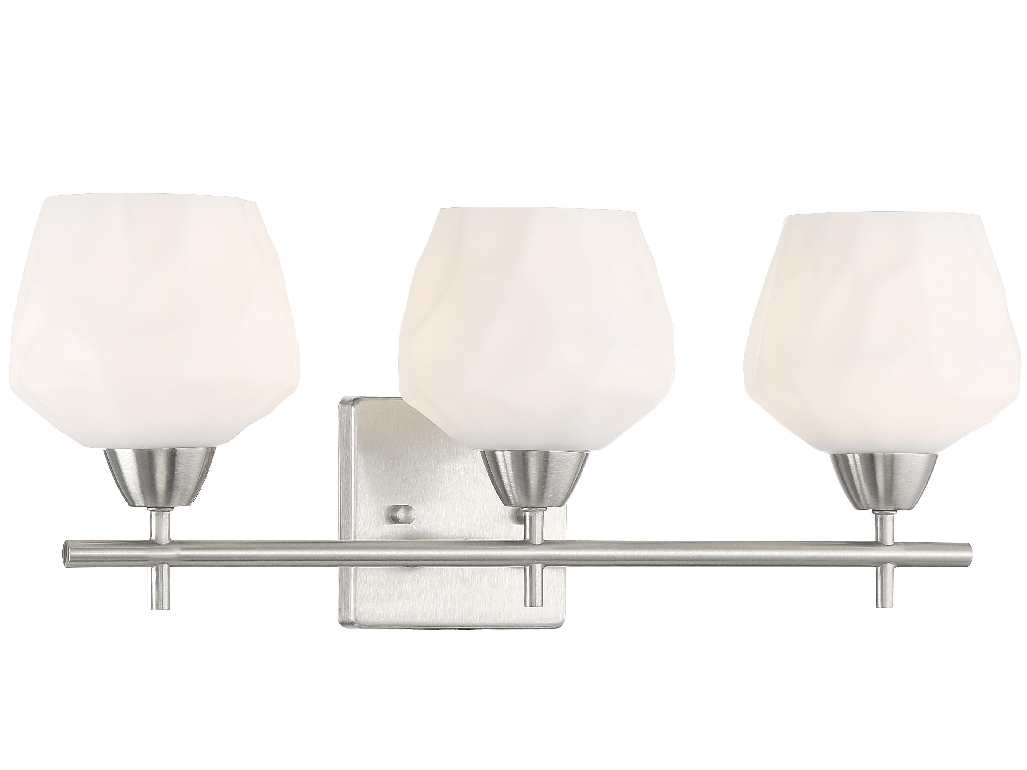 Minka Lavery Camrin 3-Light Brushed Nickel Black Glass Vanity Light