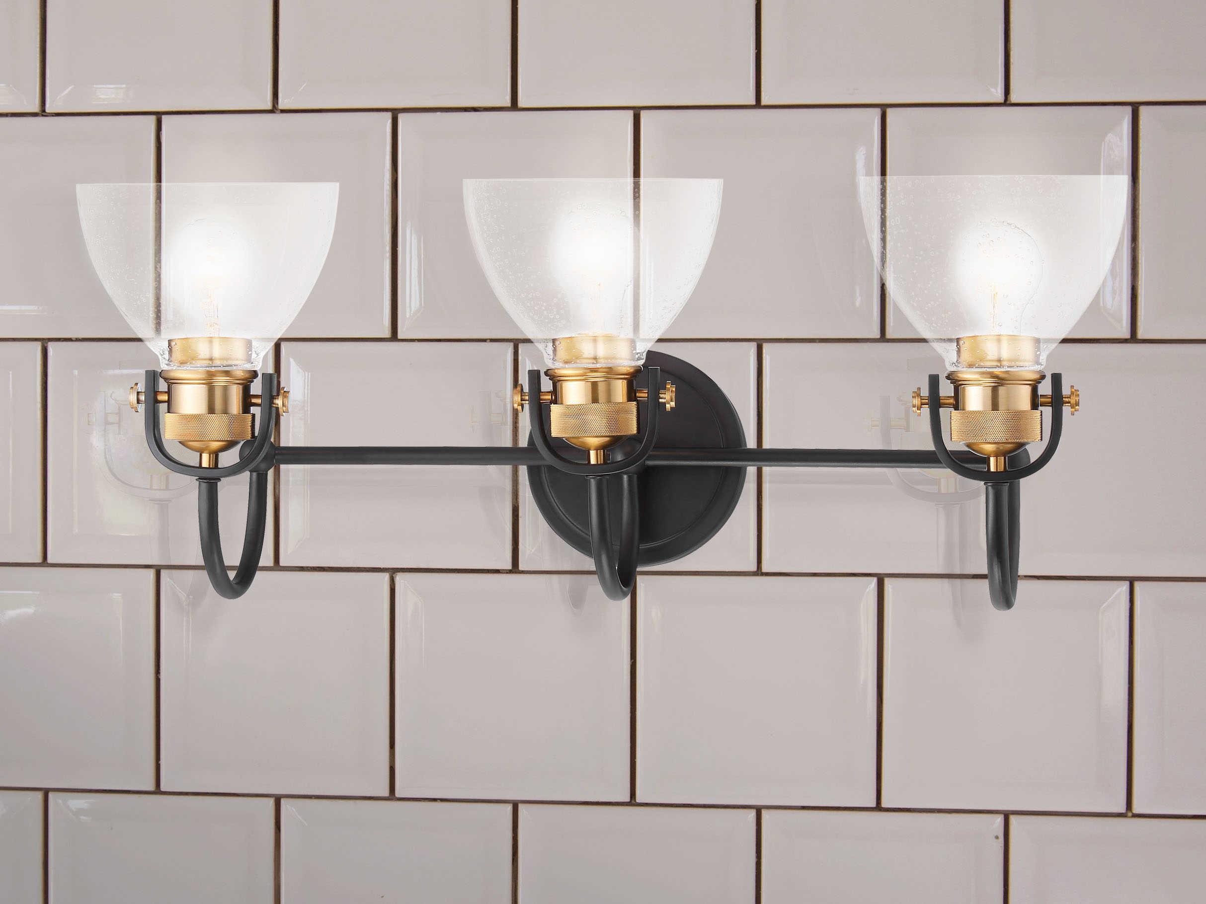 Minka Lavery Monico 3-Light Painted Bronze Natural Brush Glass Vanity Light