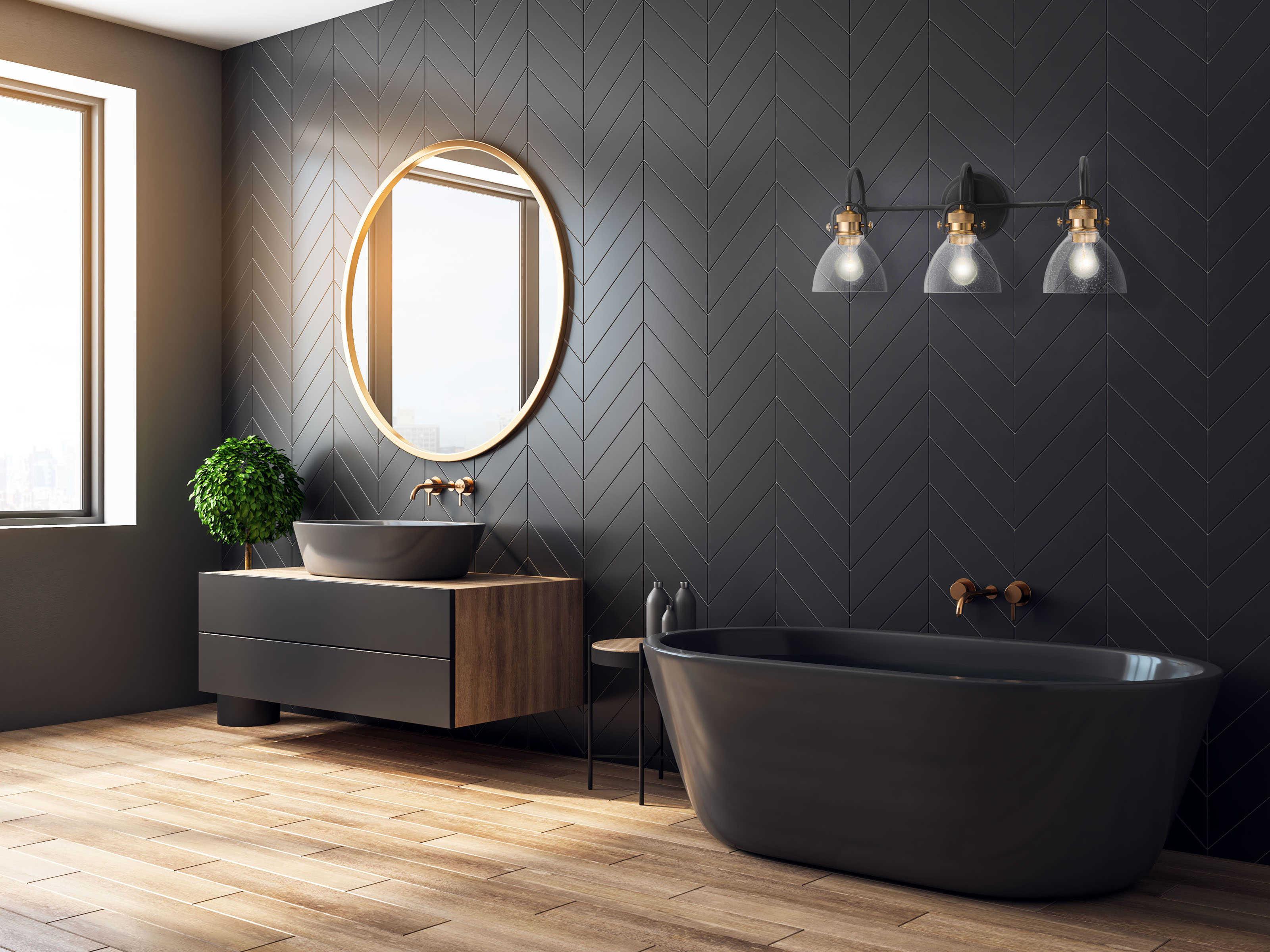 Minka Lavery Monico 3-Light Painted Bronze Natural Brush Glass Vanity Light