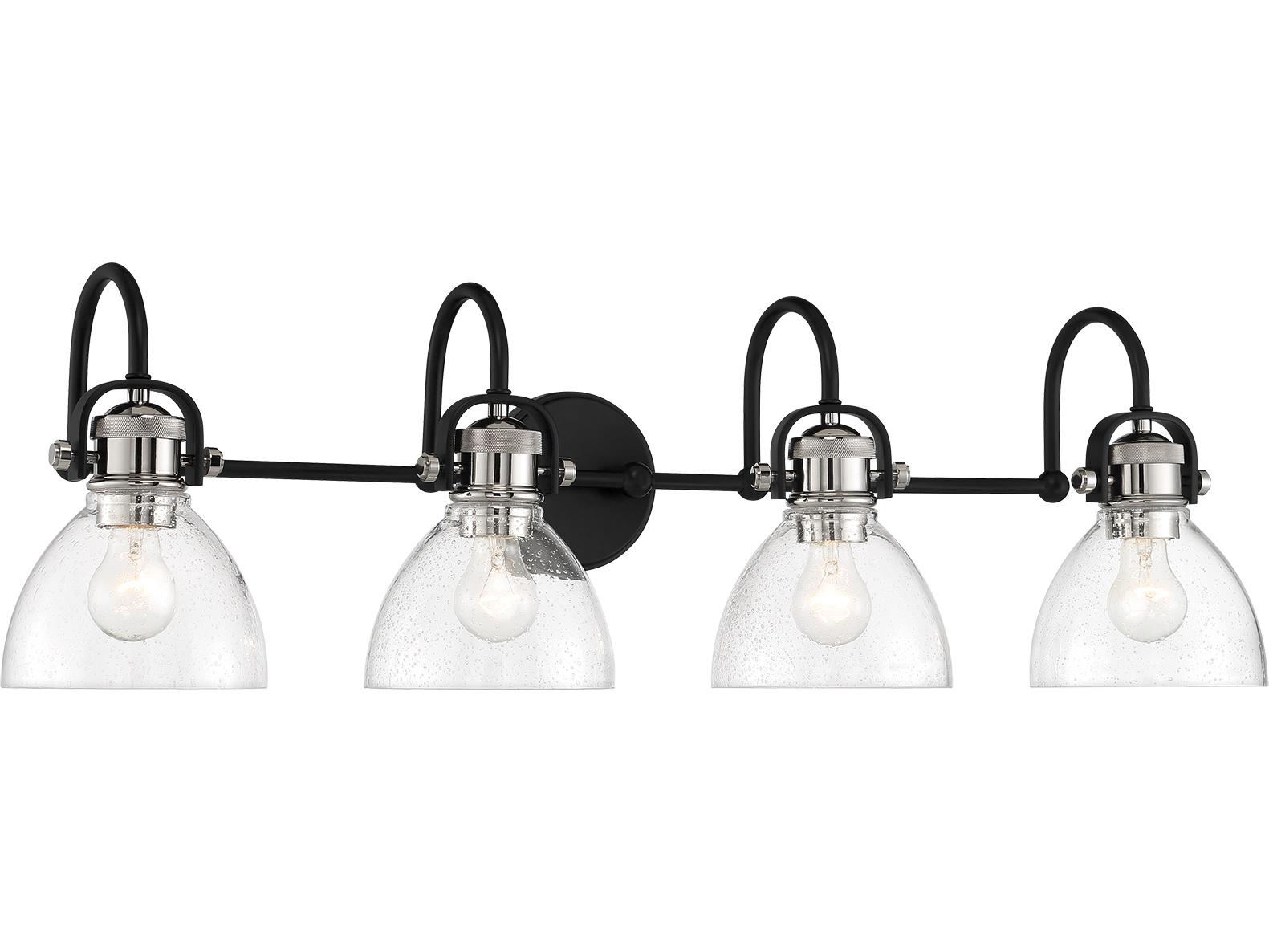 Minka Lavery Monico 4-Light Coal Polished Nickel Black Glass Vanity Light
