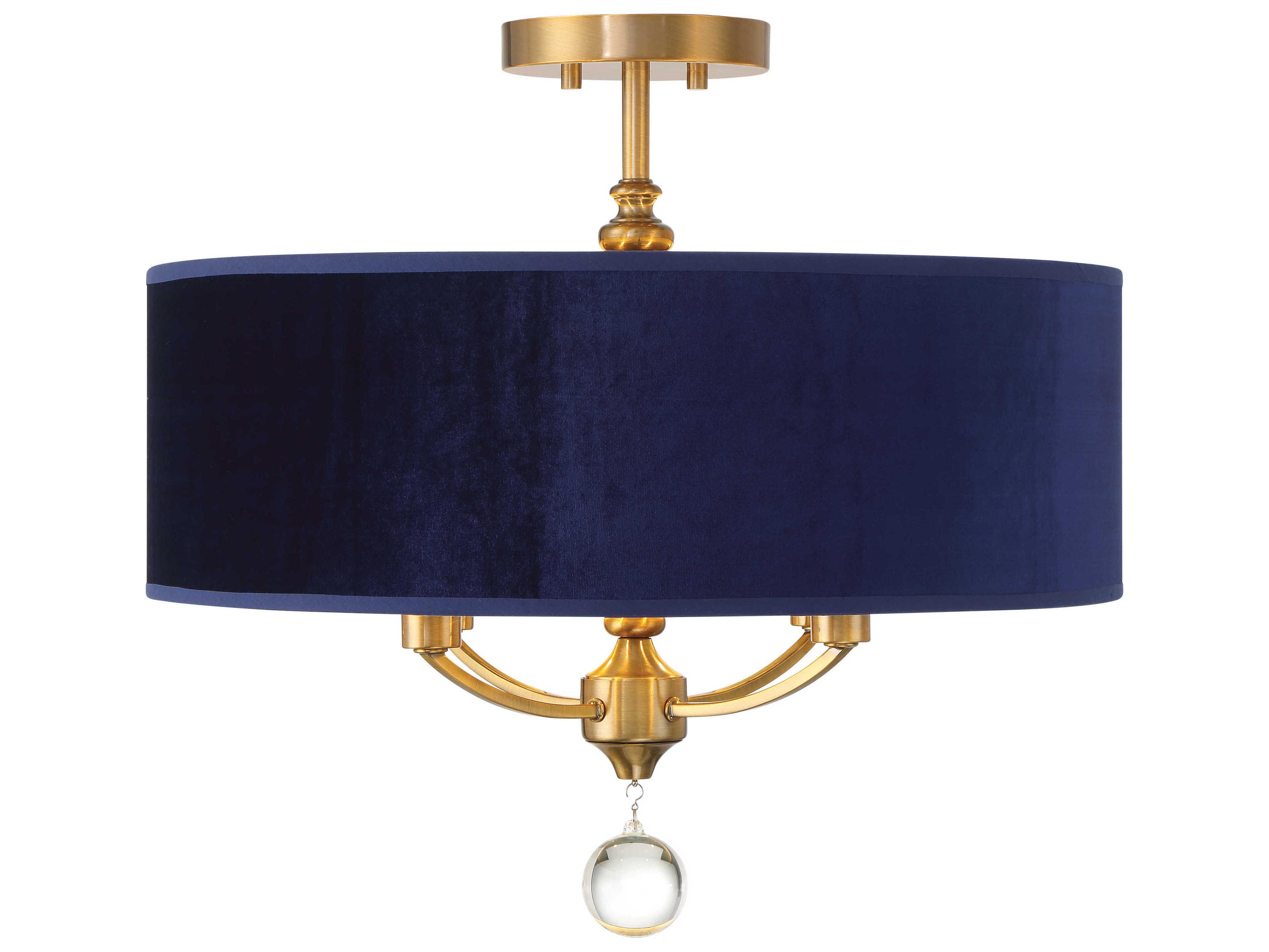 Minka Lavery Van Noord 4-Light Oxidized Aged Brass Blue Drum Semi Flush Mount