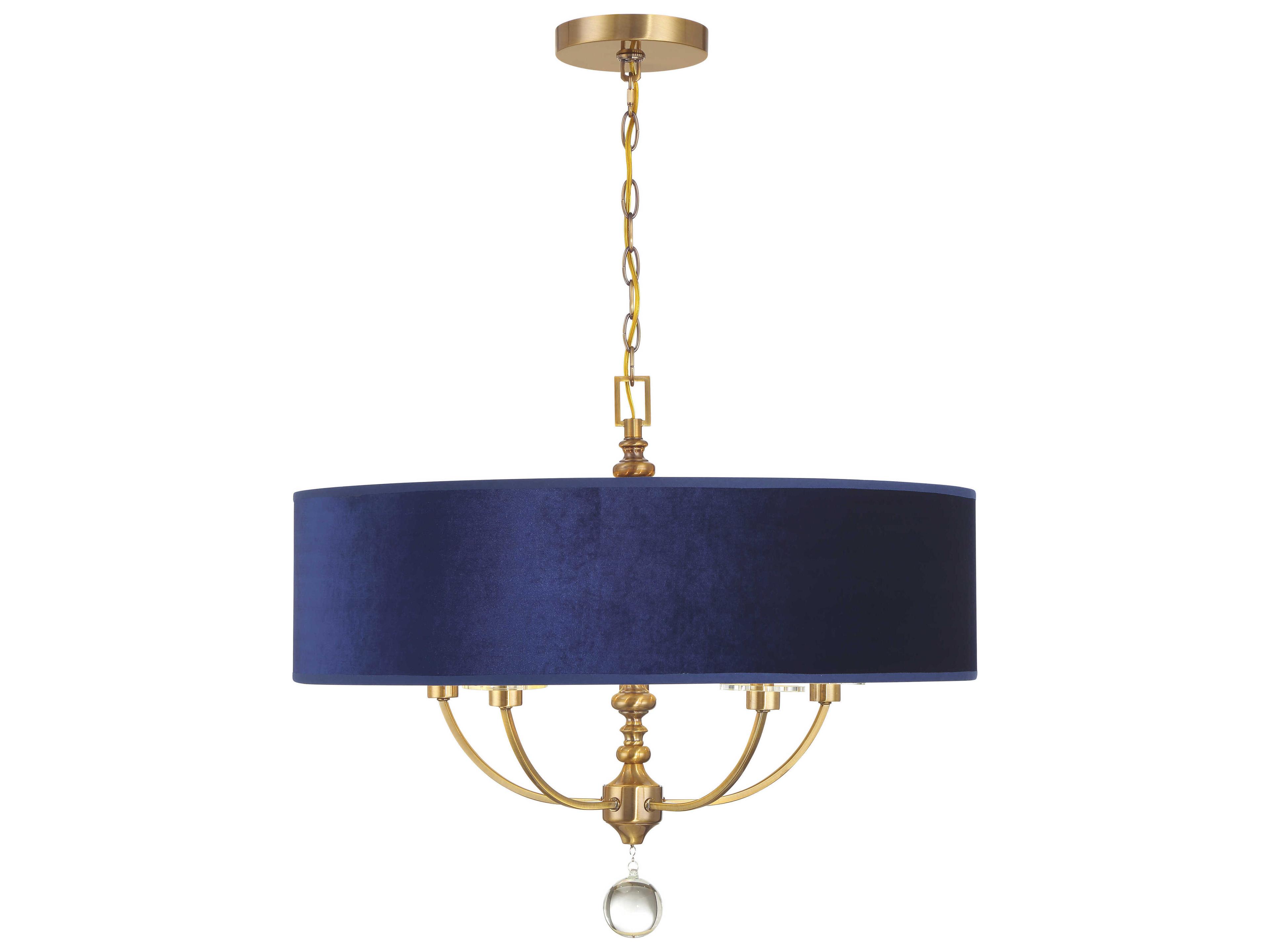 Minka Lavery Van Noord 5-Light Oxidized Aged Brass Blue Chandelier
