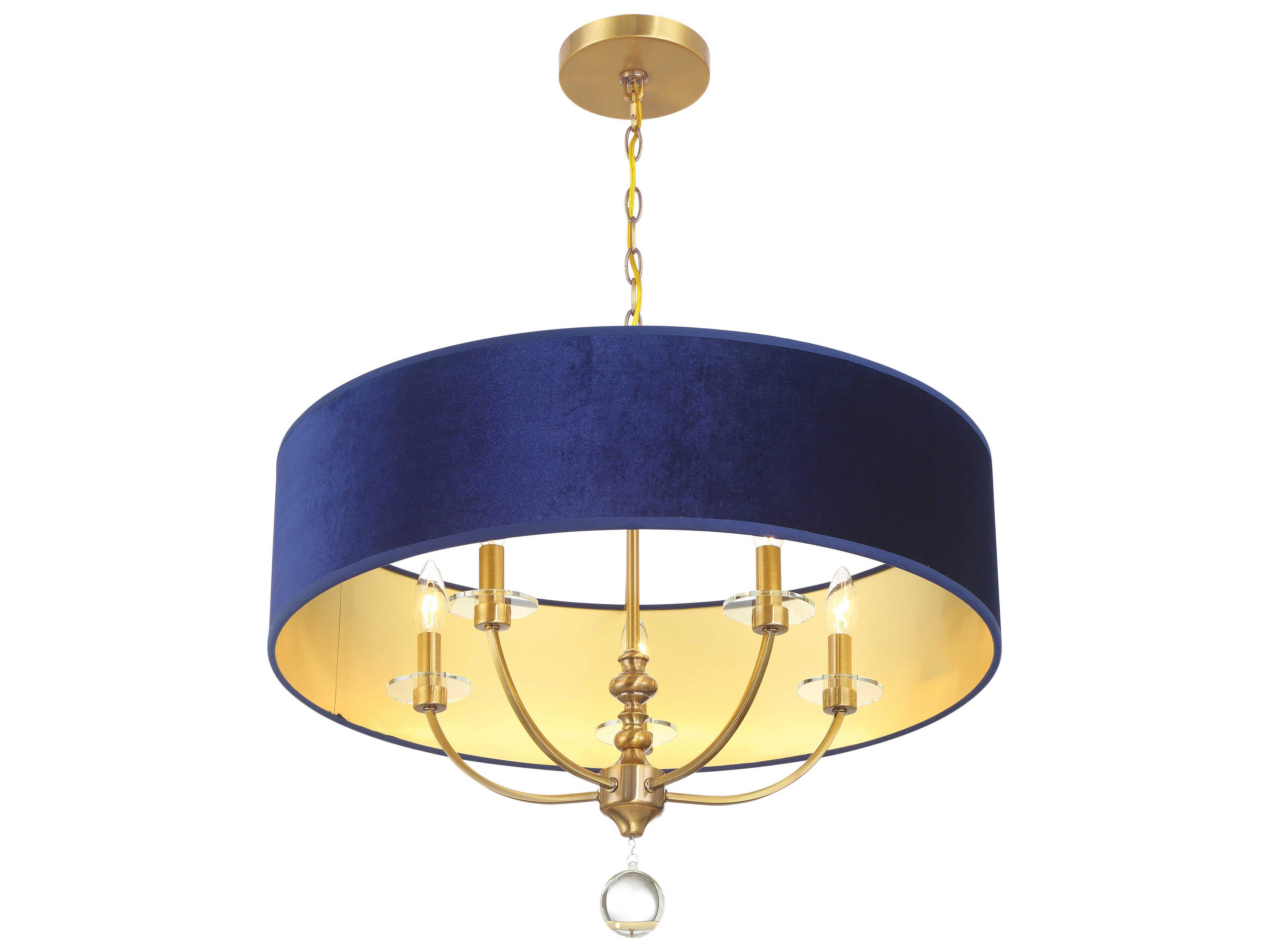 Minka Lavery Van Noord 5-Light Oxidized Aged Brass Blue Chandelier