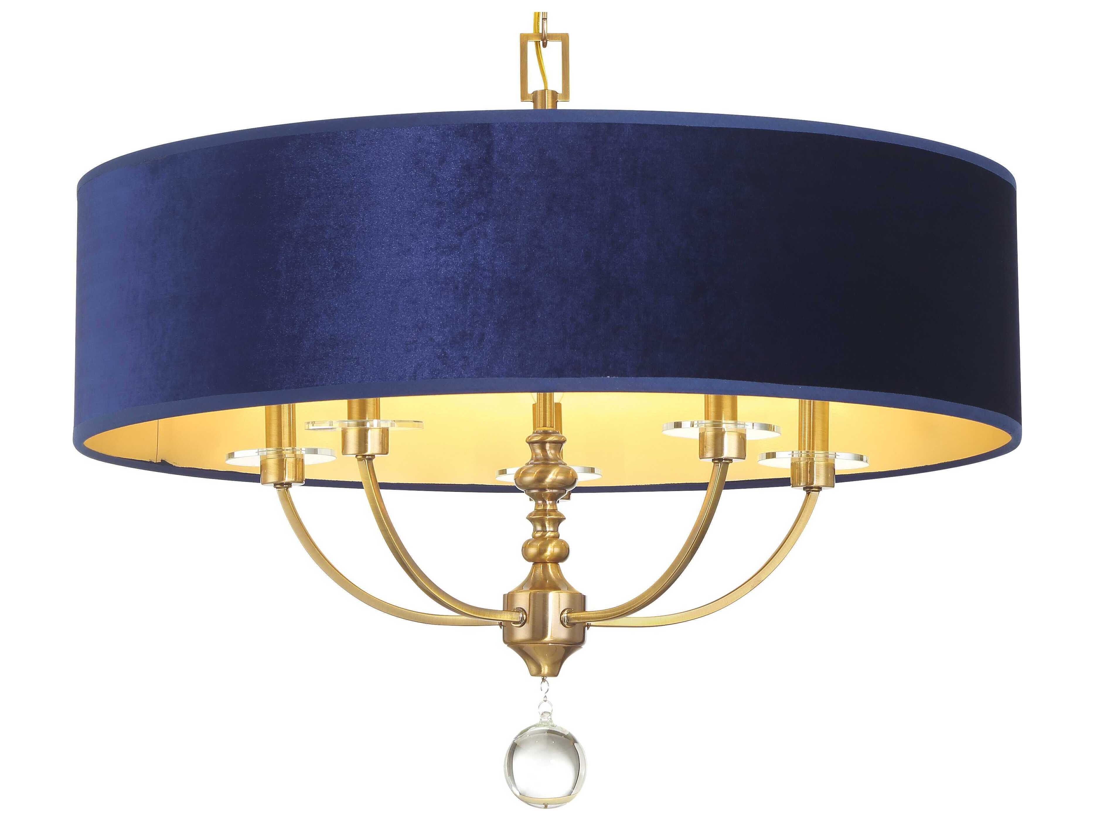 Minka Lavery Van Noord 5-Light Oxidized Aged Brass Blue Chandelier