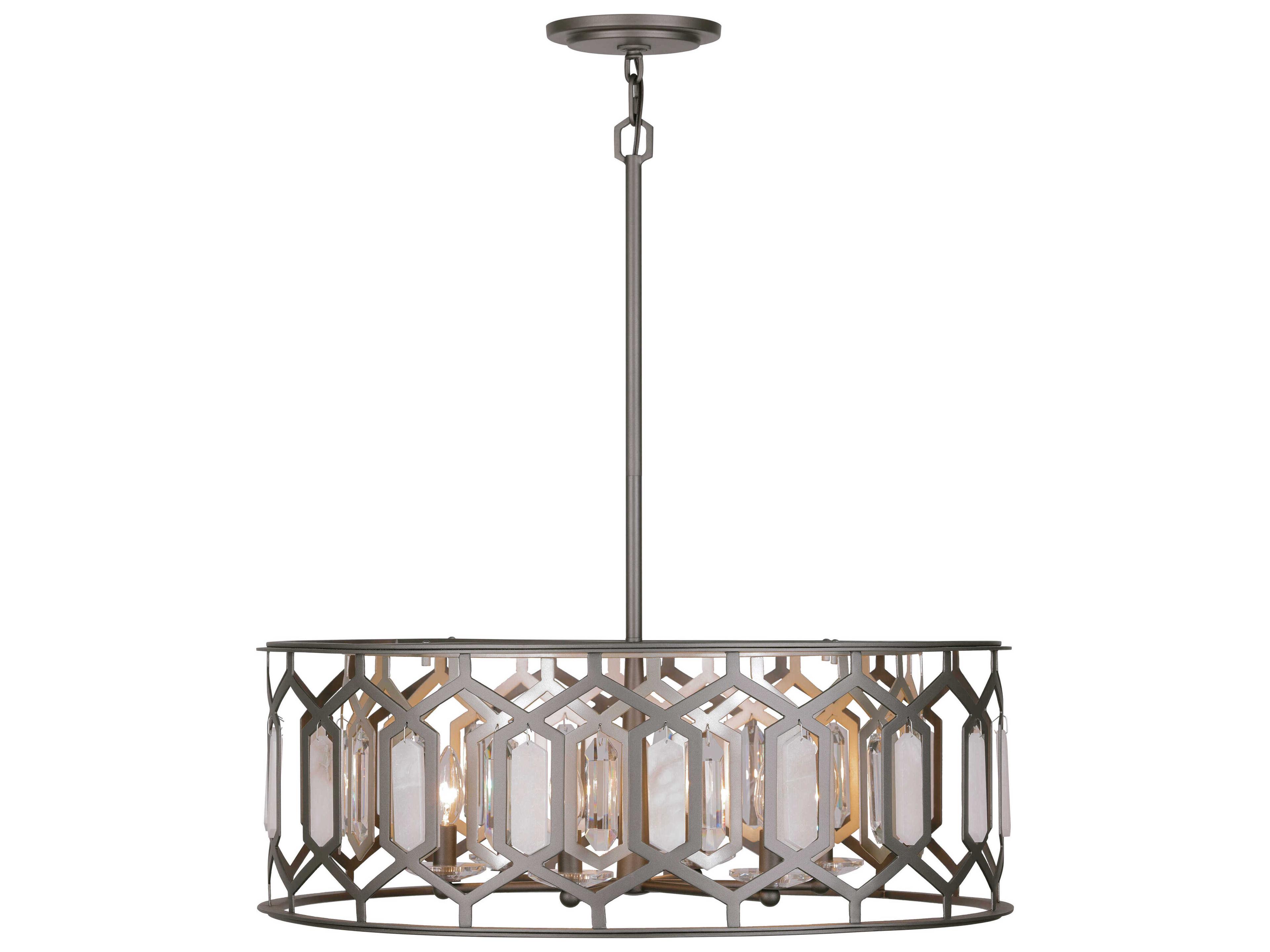 Minka Lavery Hexly 6-Light Bronze Sultry Silver Drum Pendant