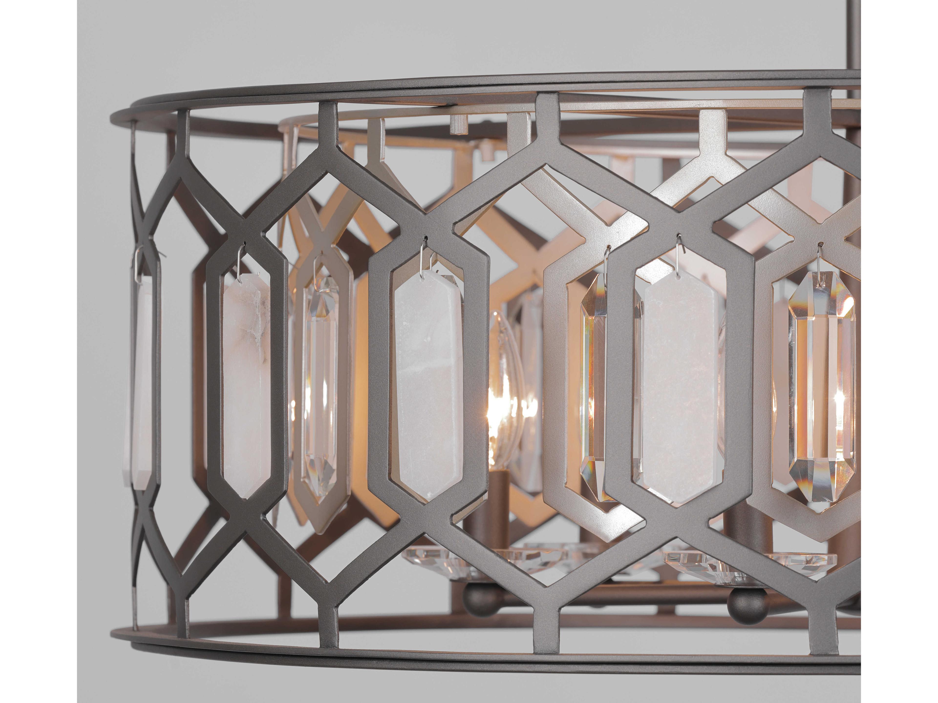 Minka Lavery Hexly 6-Light Bronze Sultry Silver Drum Pendant