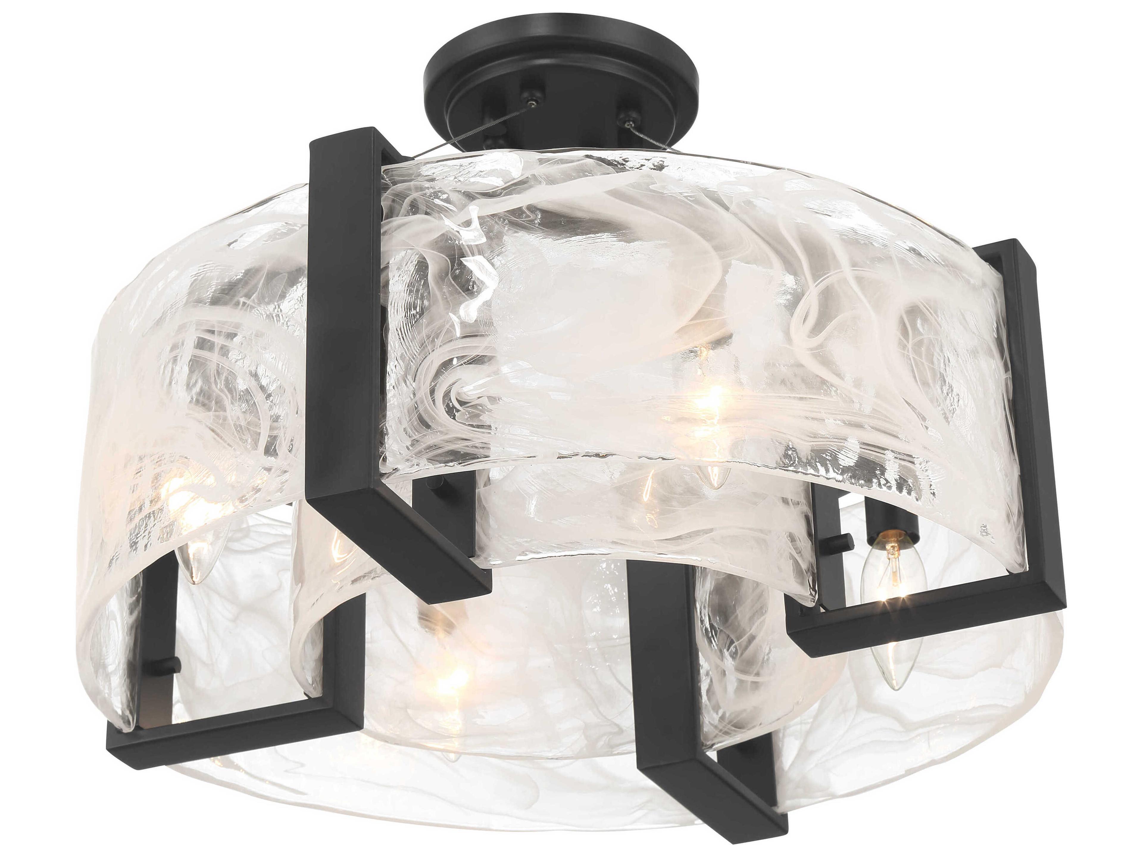 Minka Lavery Cloud Break 4-Light Coal Black Round Semi Flush Mount