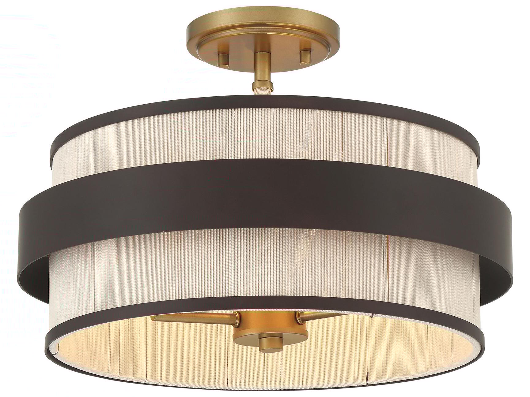 Minka Lavery Harbor Wrap 3-Light Painted Legacy Brass Dark Matte Black Drum Semi Flush Mount