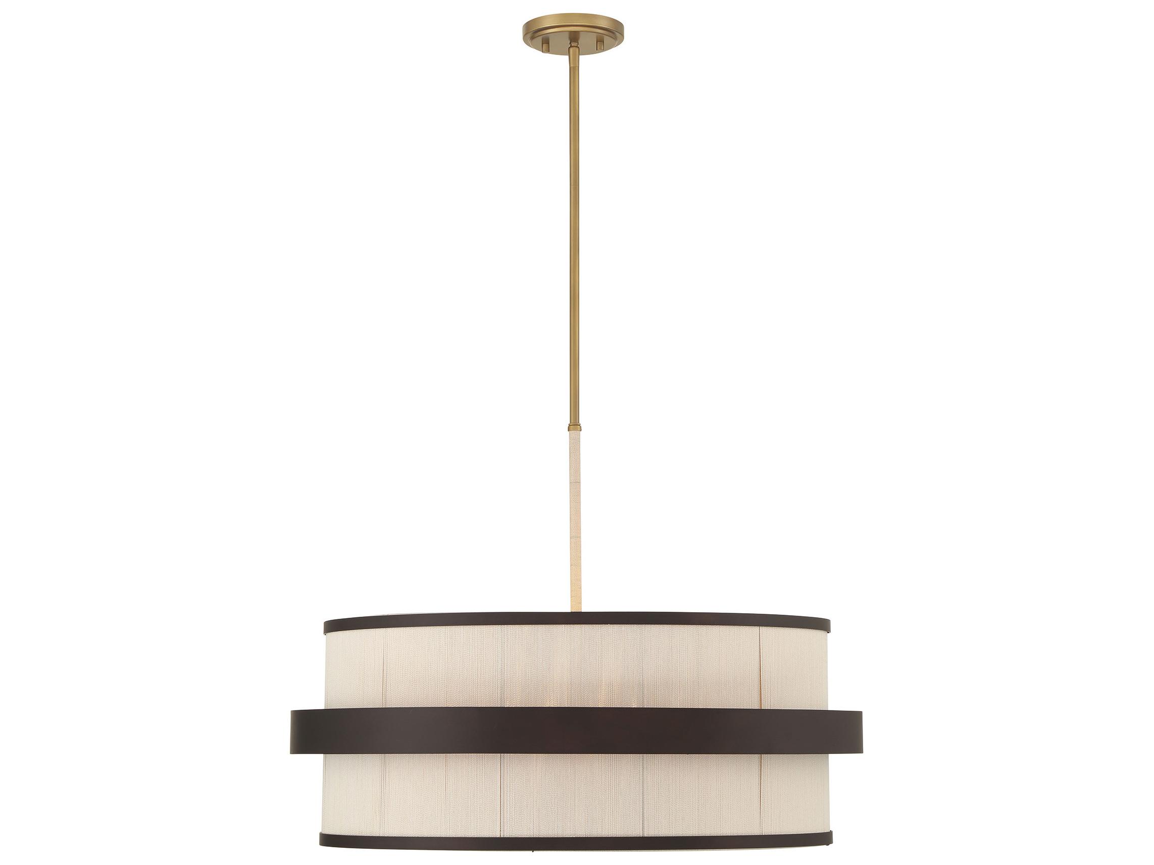 Minka Lavery Harbor Wrap 6-Light Painted Legacy Brass Dark Matte Black Drum Pendant