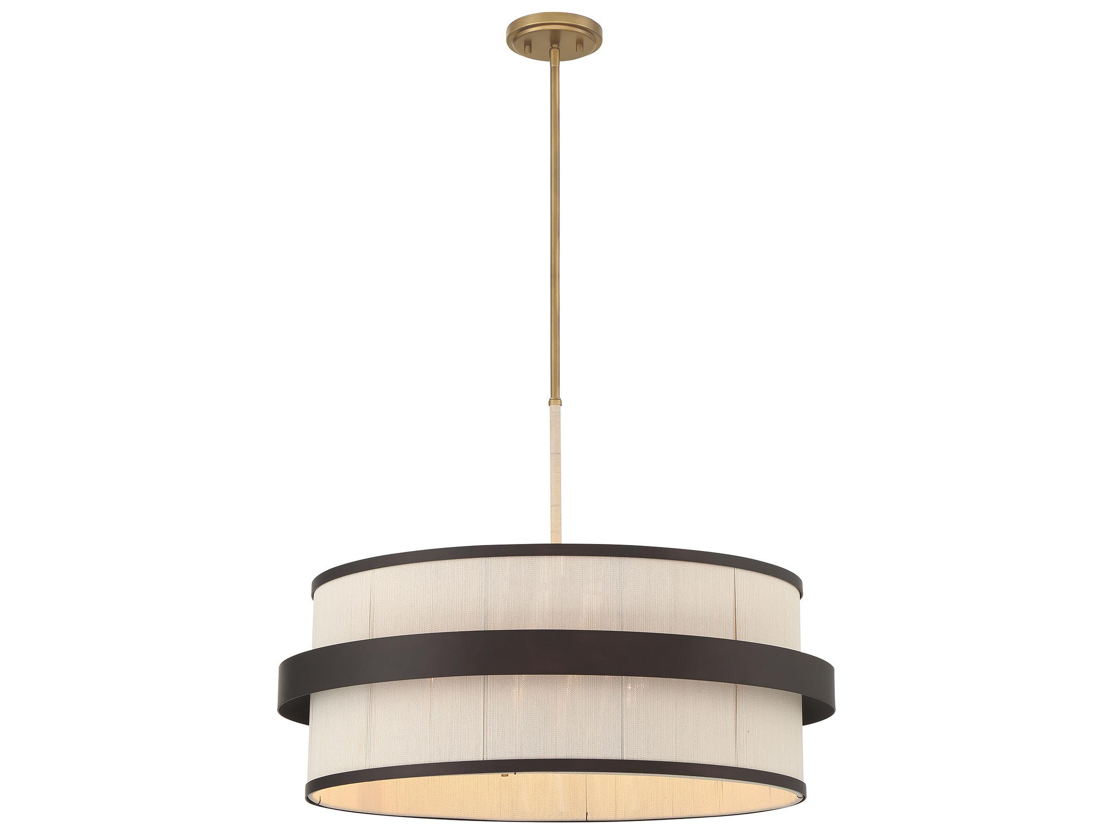Minka Lavery Harbor Wrap 6-Light Painted Legacy Brass Dark Matte Black Drum Pendant