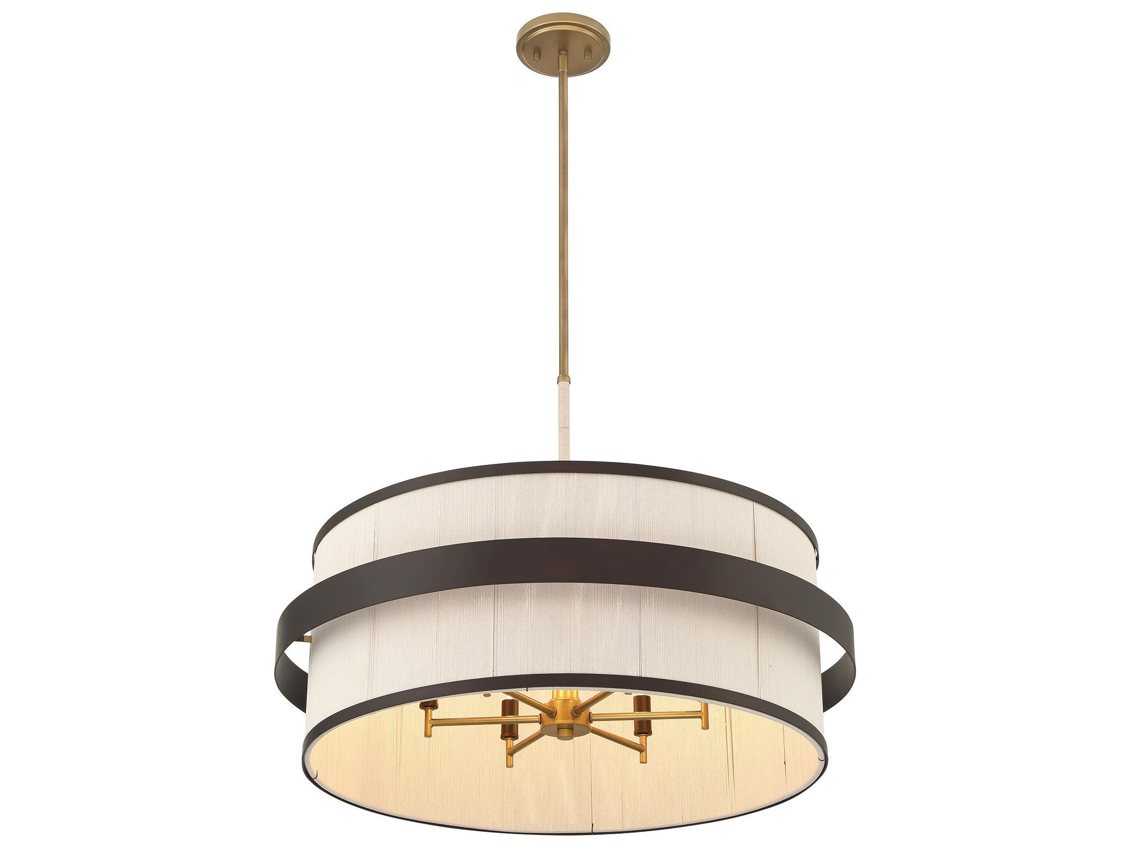 Minka Lavery Harbor Wrap 6-Light Painted Legacy Brass Dark Matte Black Drum Pendant