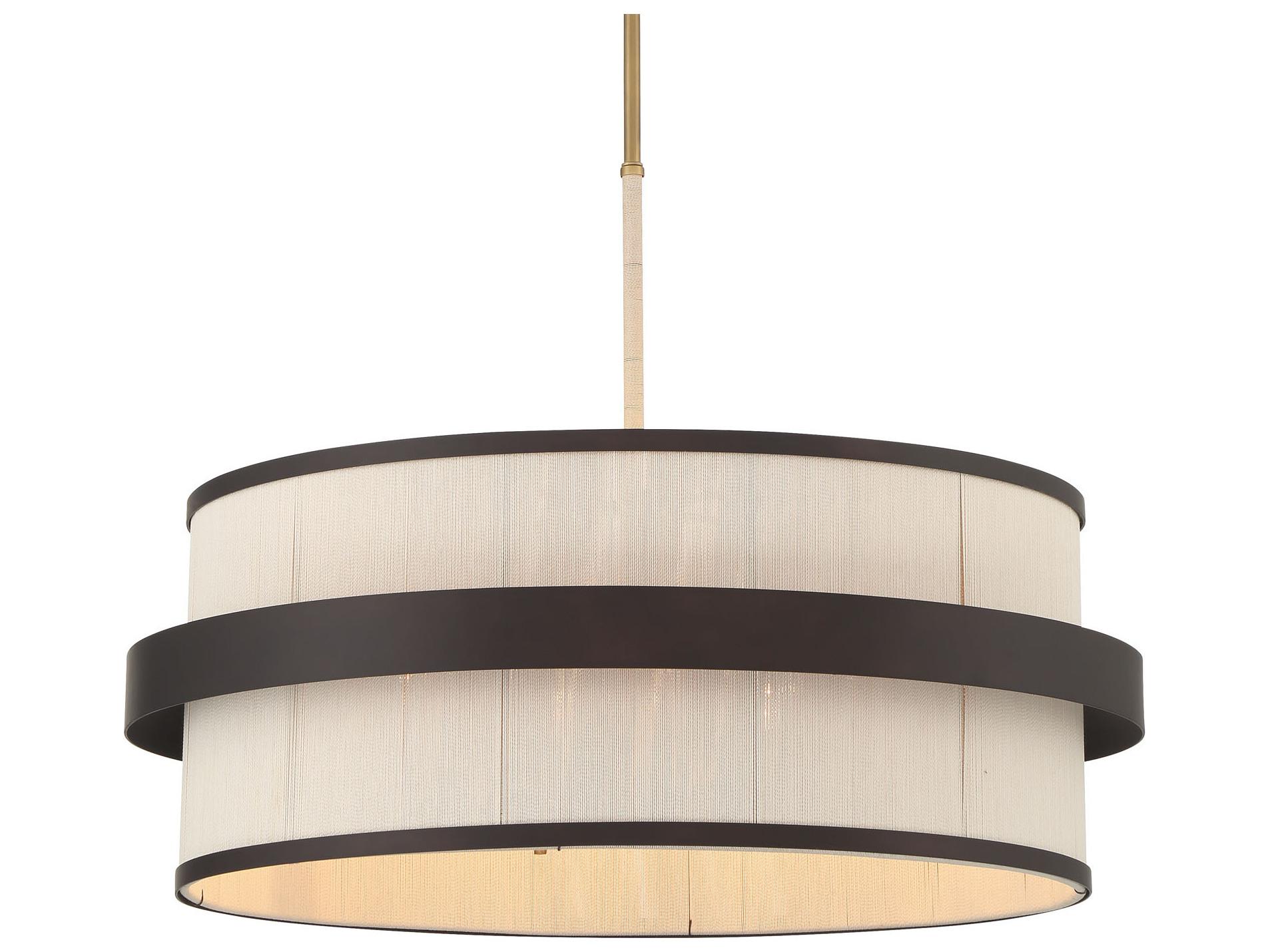 Minka Lavery Harbor Wrap 6-Light Painted Legacy Brass Dark Matte Black Drum Pendant