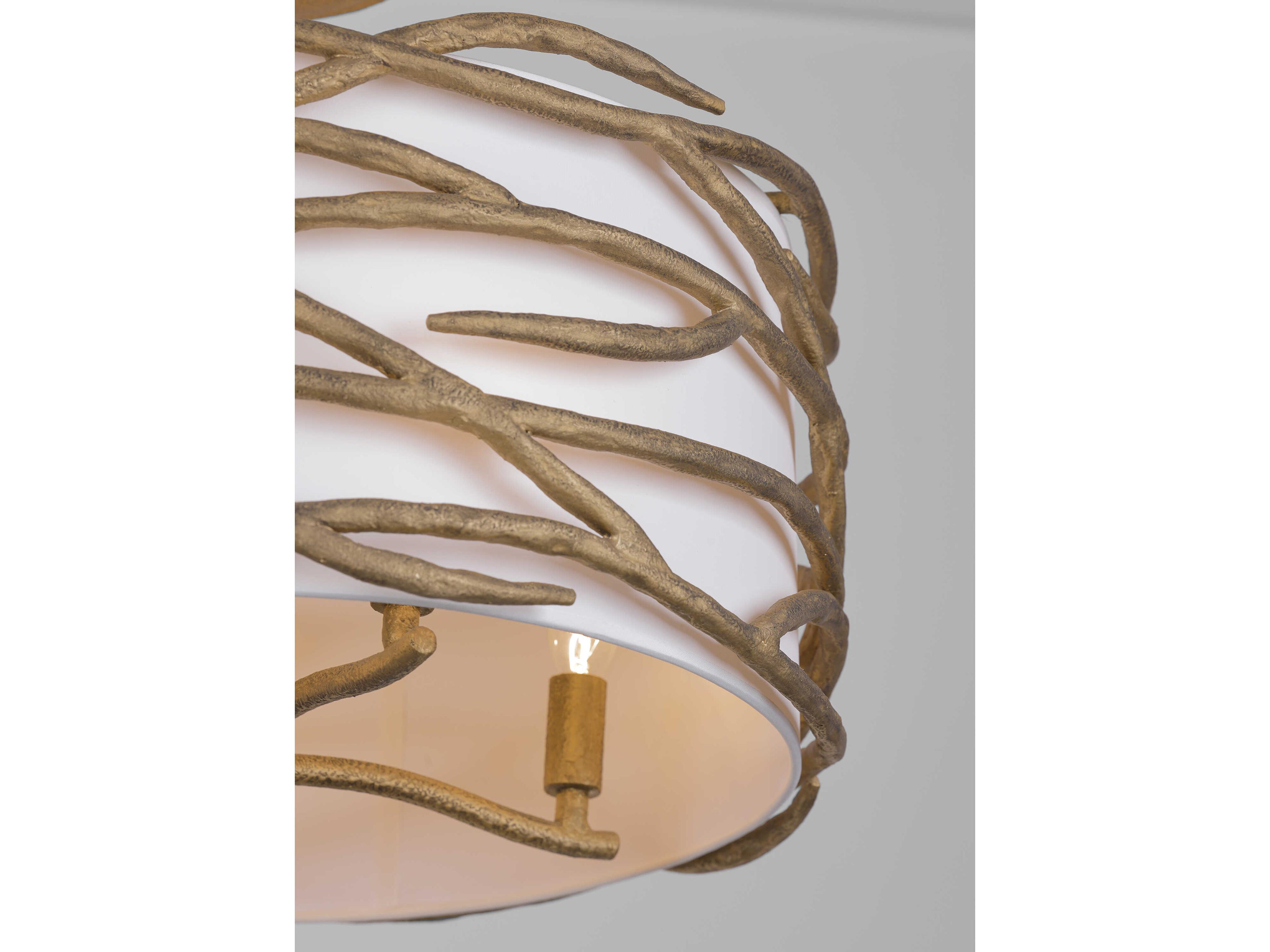 Minka Lavery Branch Reality 4-Light Textured Ashen Gold Drum Semi Flush Mount