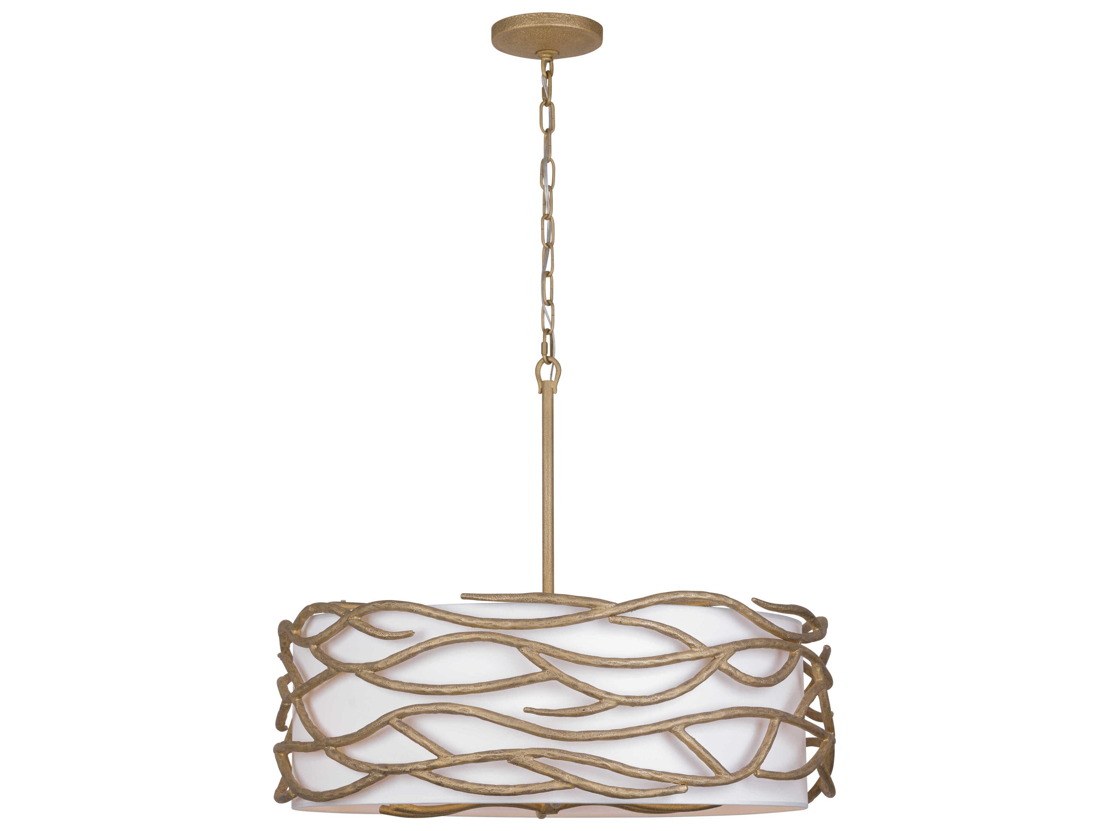 Minka Lavery Branch Reality 6-Light Textured Ashen Gold Drum Pendant
