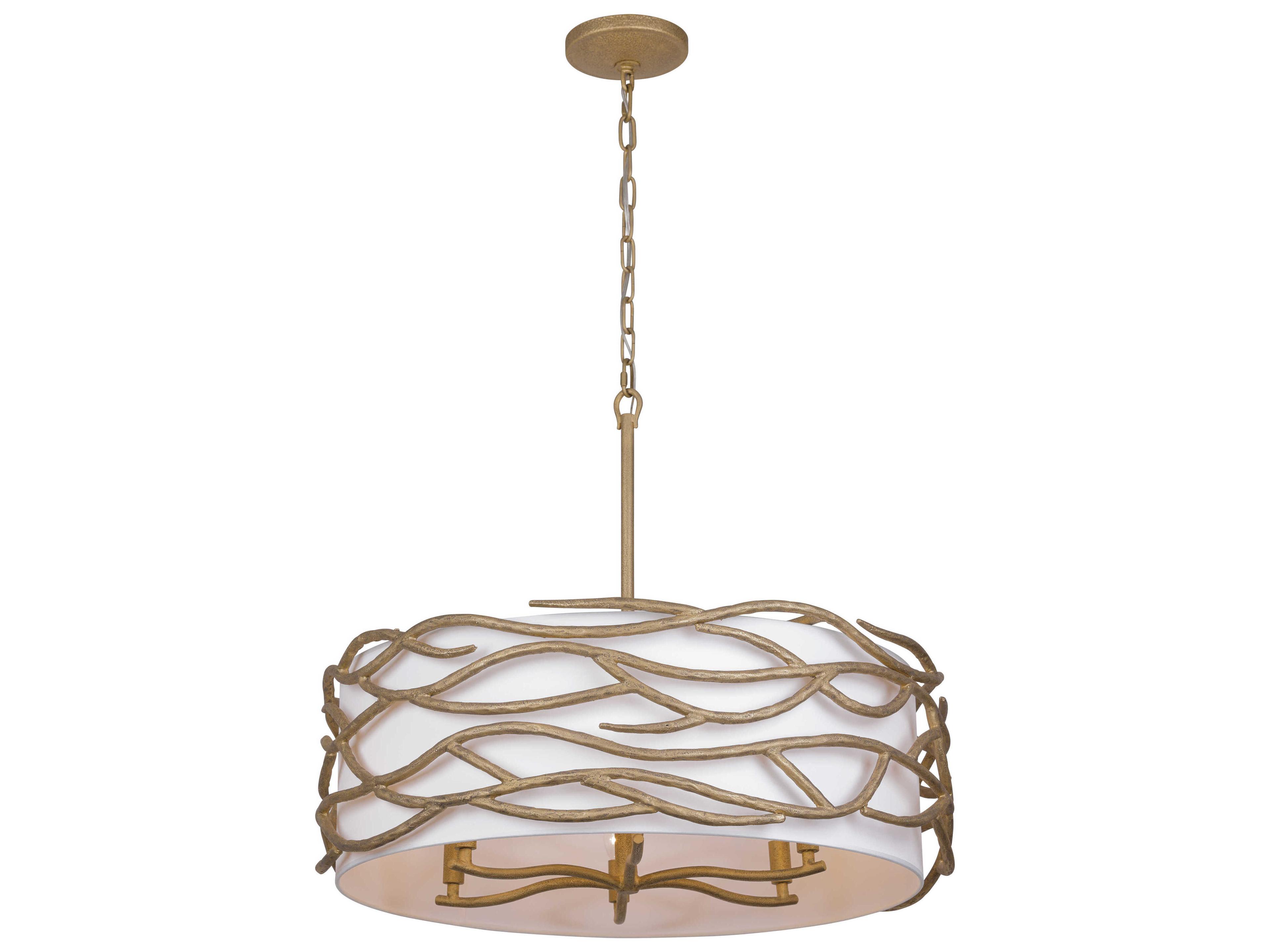 Minka Lavery Branch Reality 6-Light Textured Ashen Gold Drum Pendant
