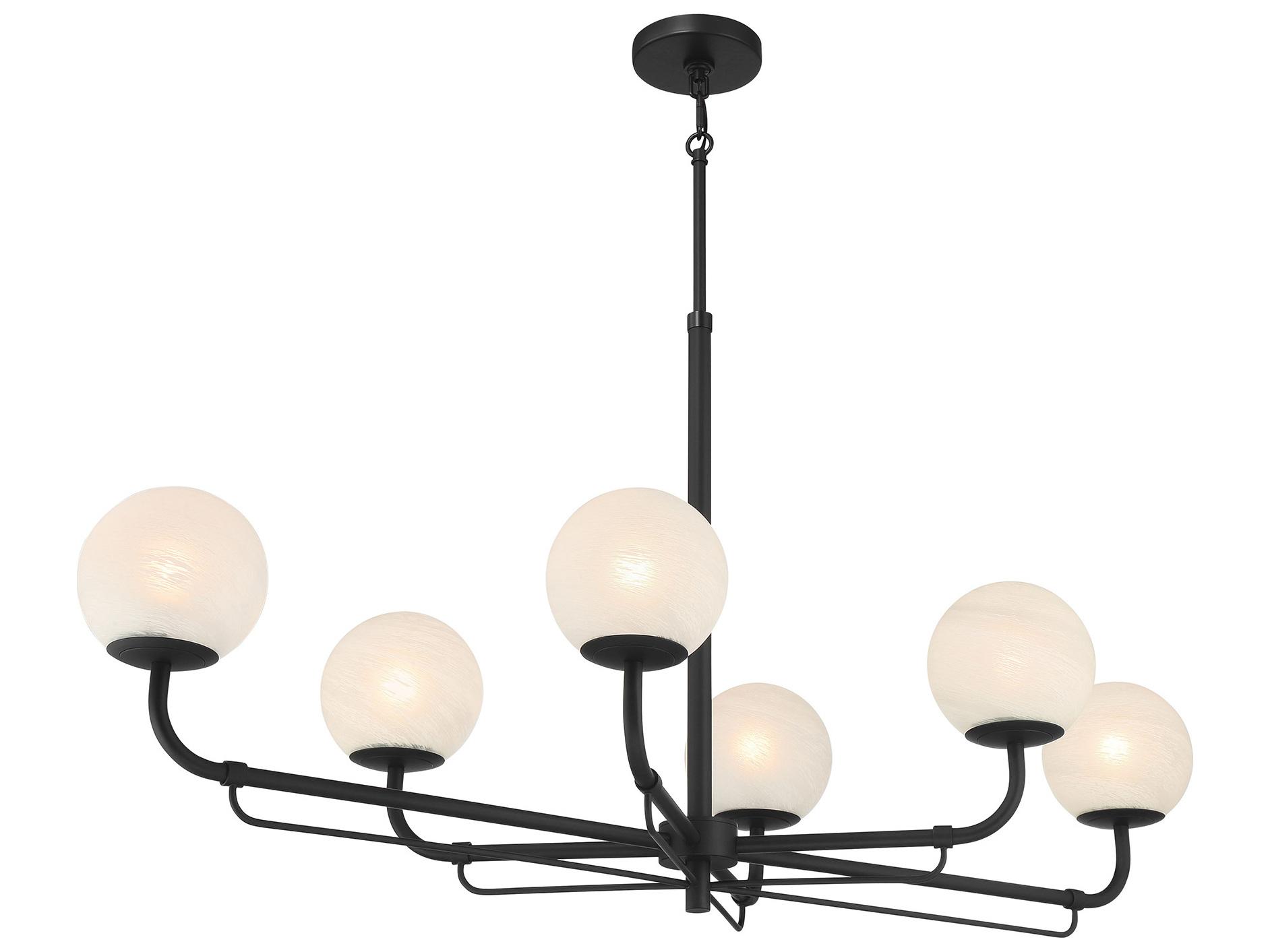 Minka Lavery Whitehall 6-Light Dark Matte Black Globe Island Pendant