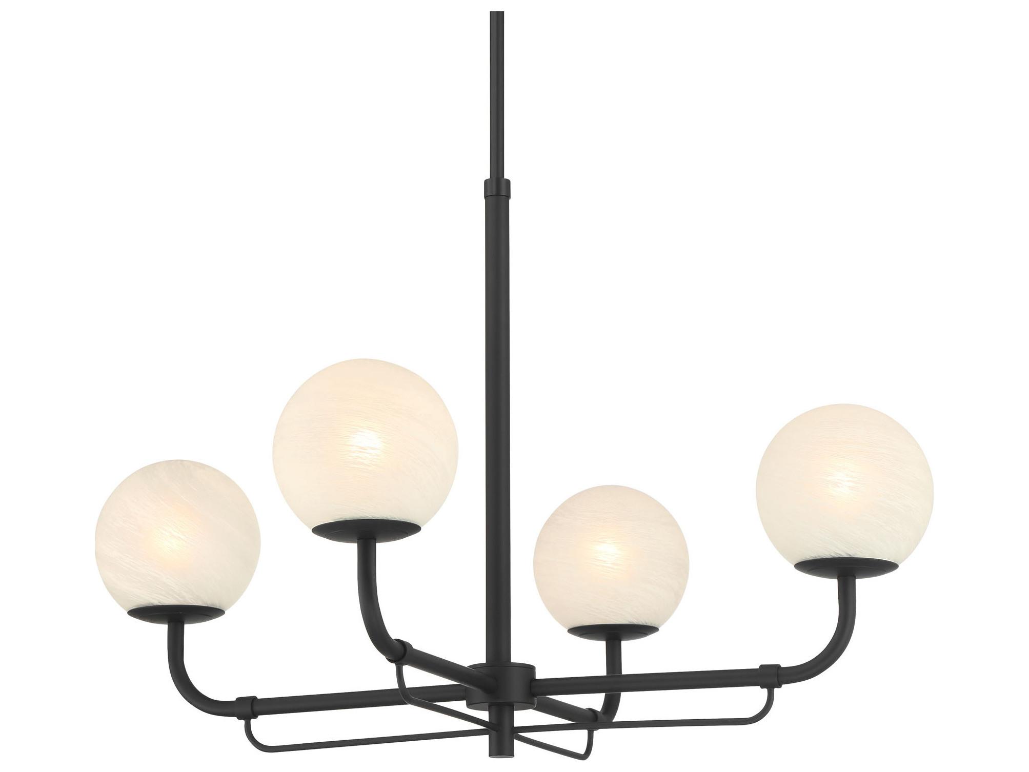 Minka Lavery Whitehall 4-Light Dark Matte Black Globe Chandelier