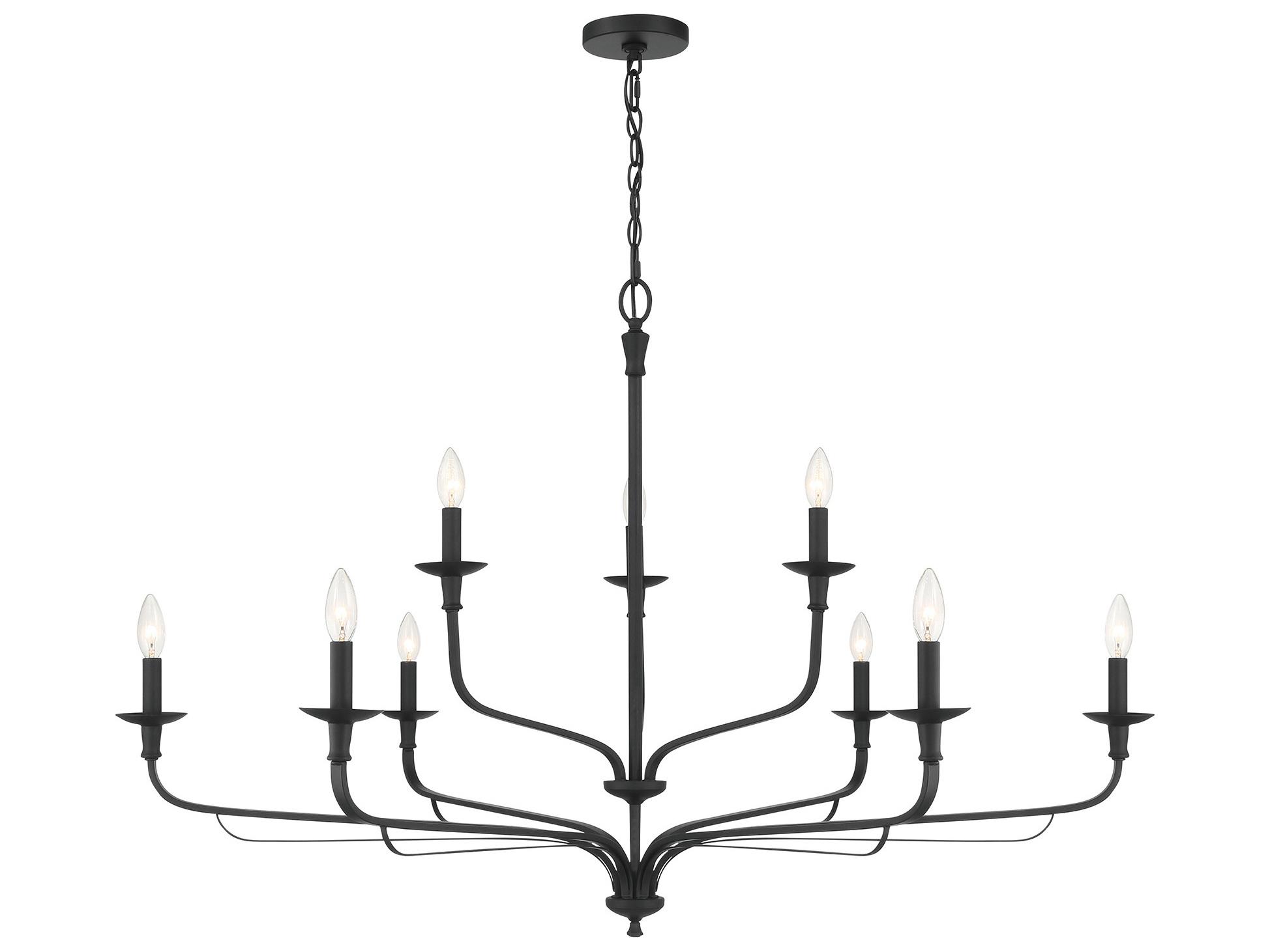 Minka Lavery Velena 9-Light Dark Matte Black Candelabra Tiered Chandelier