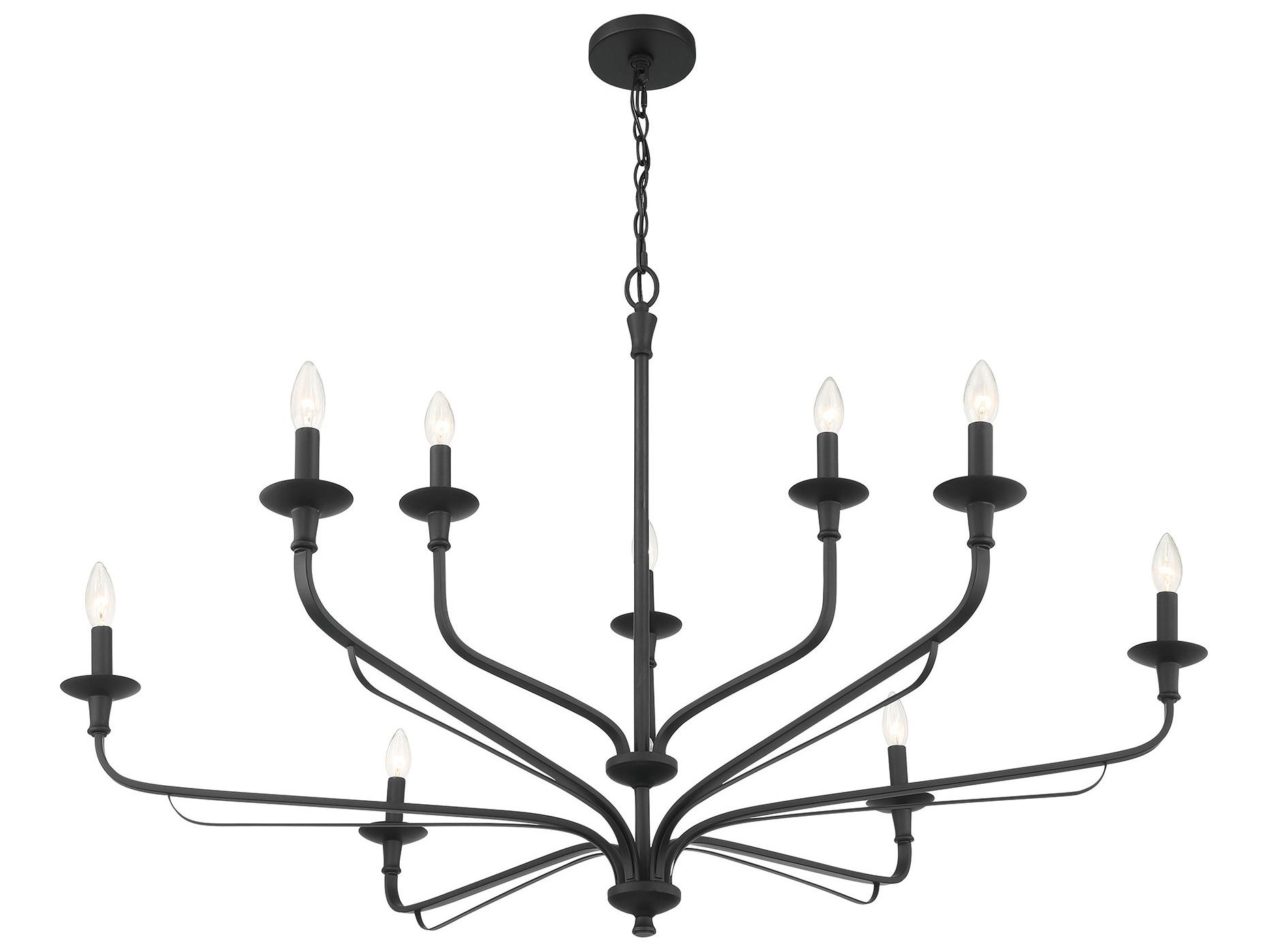 Minka Lavery Velena 9-Light Dark Matte Black Candelabra Tiered Chandelier