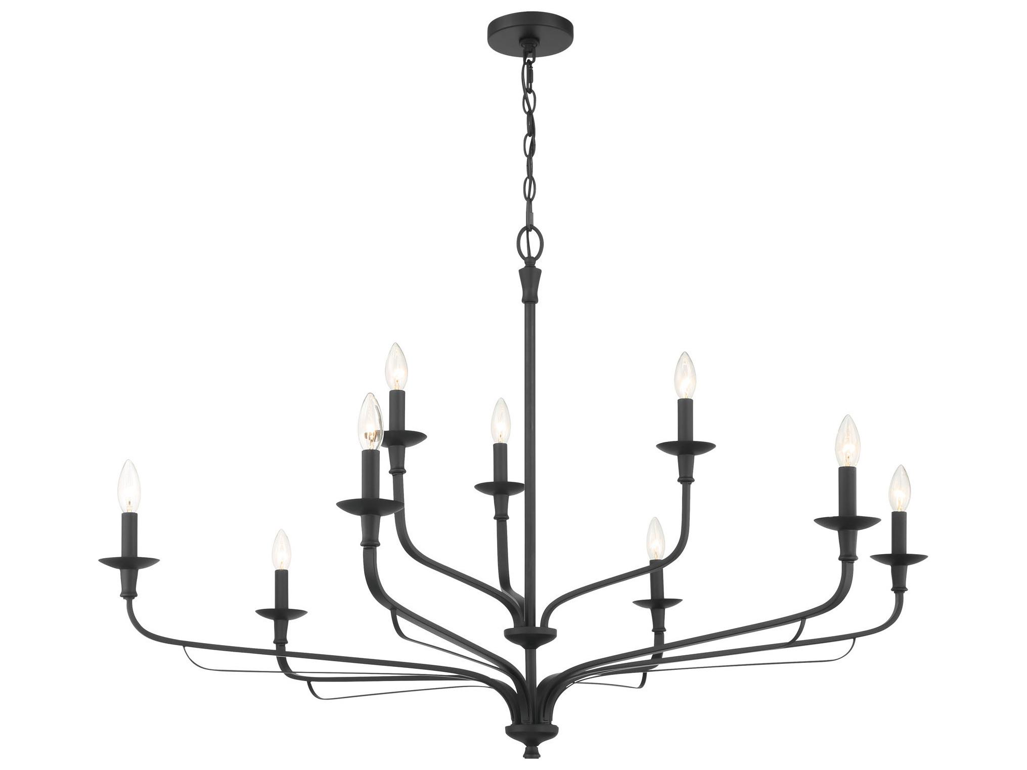Minka Lavery Velena 9-Light Dark Matte Black Candelabra Tiered Chandelier