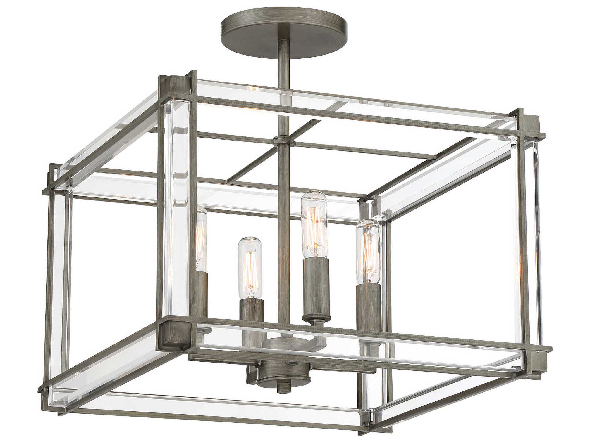 Minka Lavery Langen Square 4-Light Painted Antique Nickel Semi Flush Mount