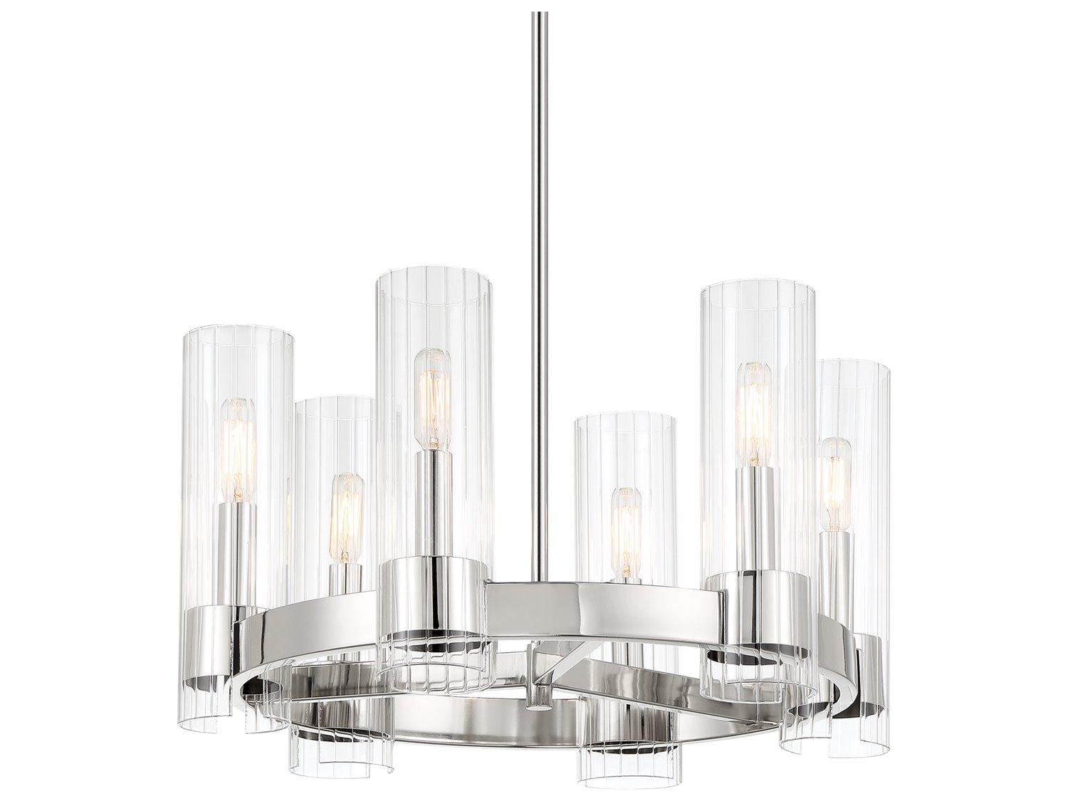 Minka Lavery Vernon Place 6-Light Chrome Glass Cylinder Chandelier