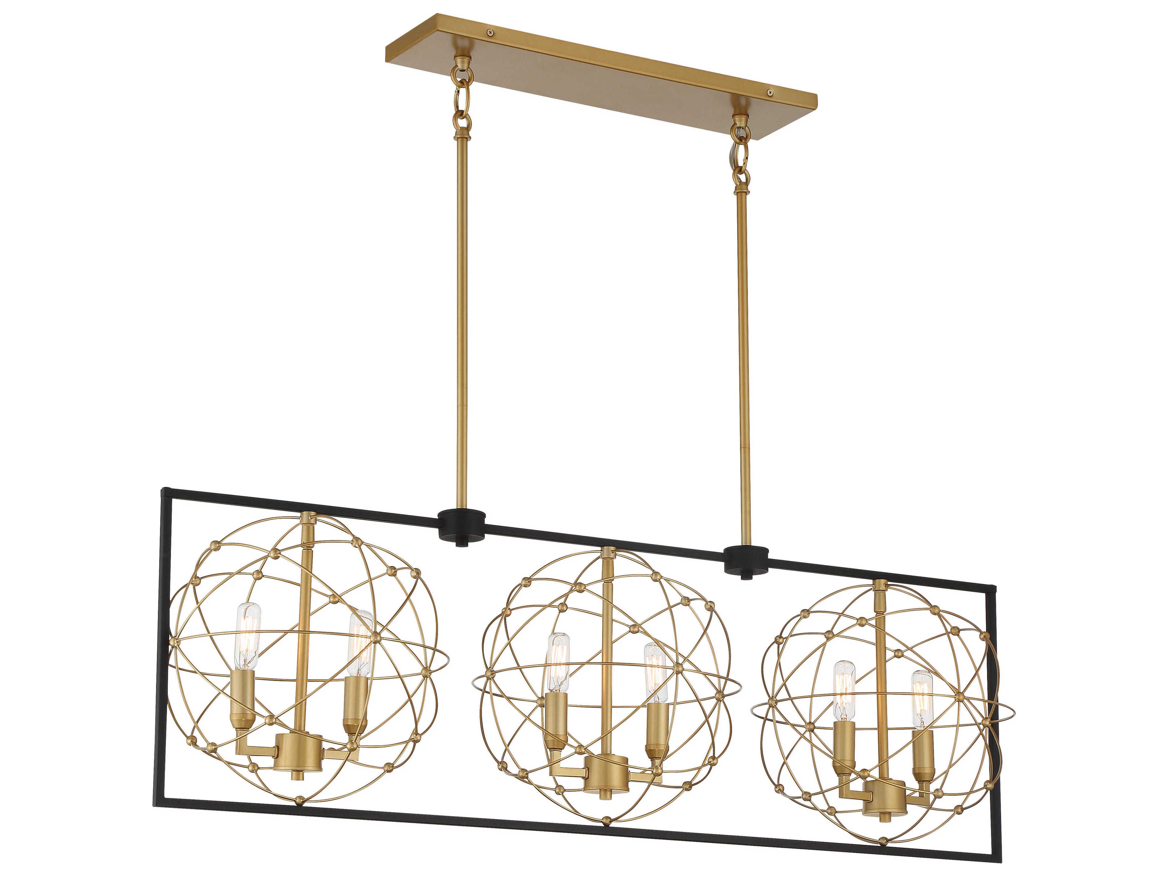 Minka Lavery Titans Trace 6-Light Sand Coal Painted Honey Gold Black Geometric Island Pendant