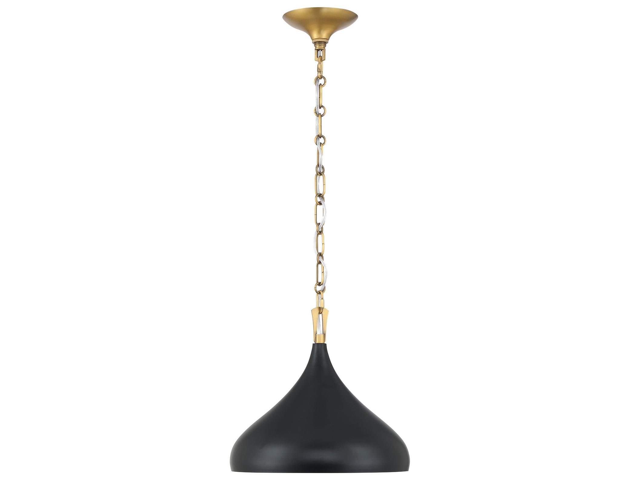 Minka Lavery Cedar Lane 1-Light Legacy Brass Matte Coal Black Dome Pendant