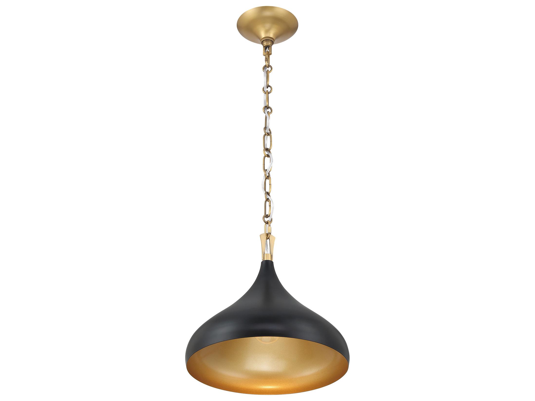 Minka Lavery Cedar Lane 1-Light Legacy Brass Matte Coal Black Dome Pendant