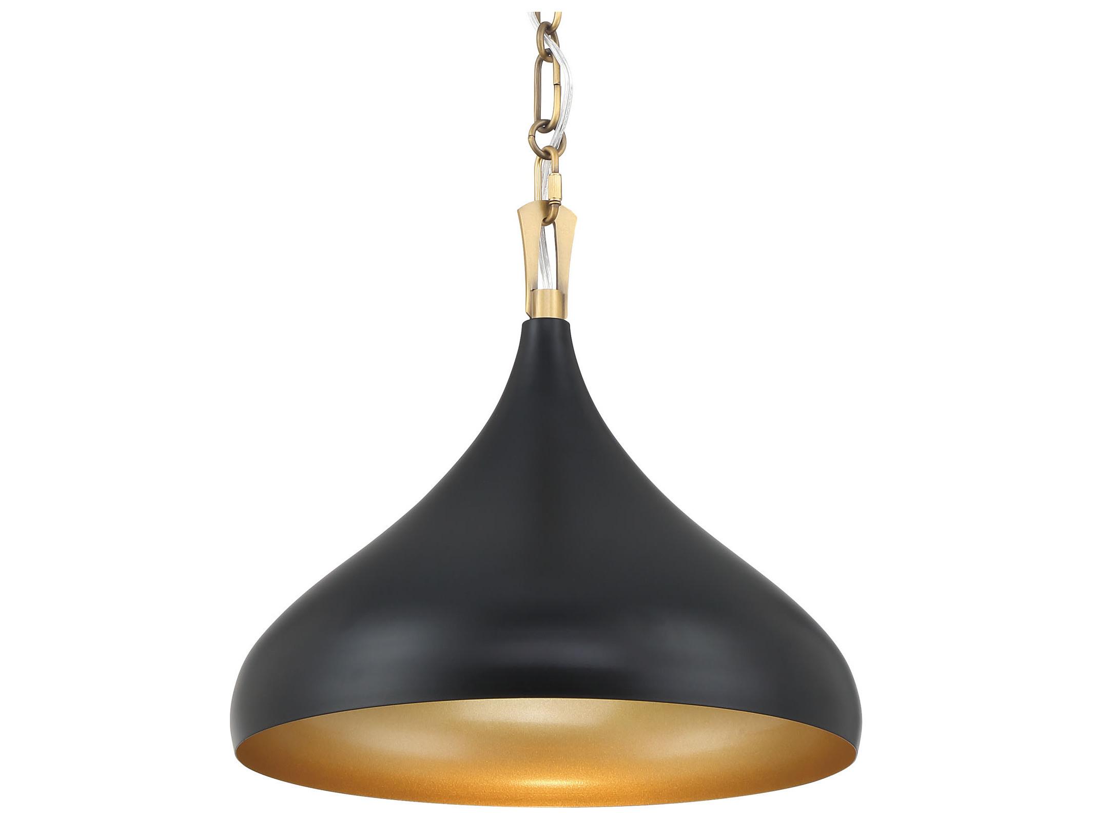 Minka Lavery Cedar Lane 1-Light Legacy Brass Matte Coal Black Dome Pendant