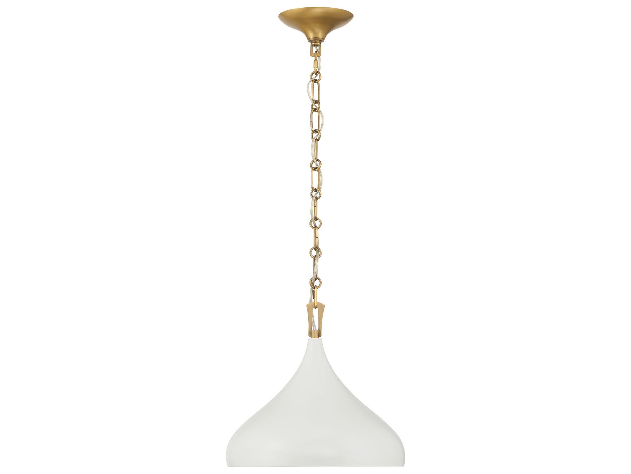 Minka Lavery Cedar Lane 1-Light Legacy Brass Off White Cream Dome Pendant
