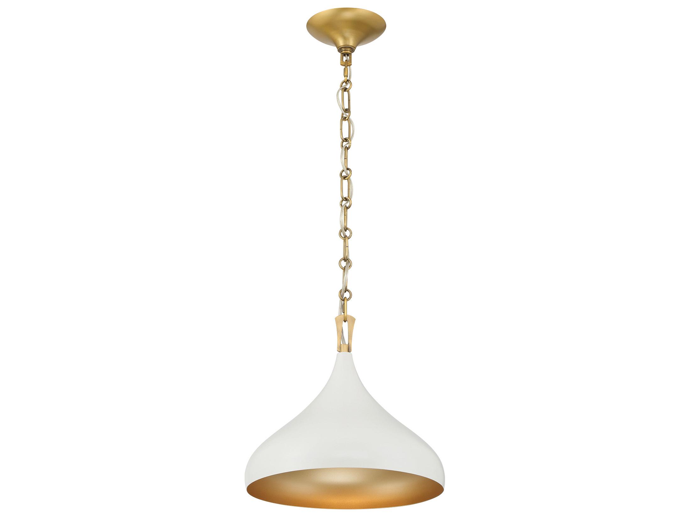 Minka Lavery Cedar Lane 1-Light Legacy Brass Off White Cream Dome Pendant