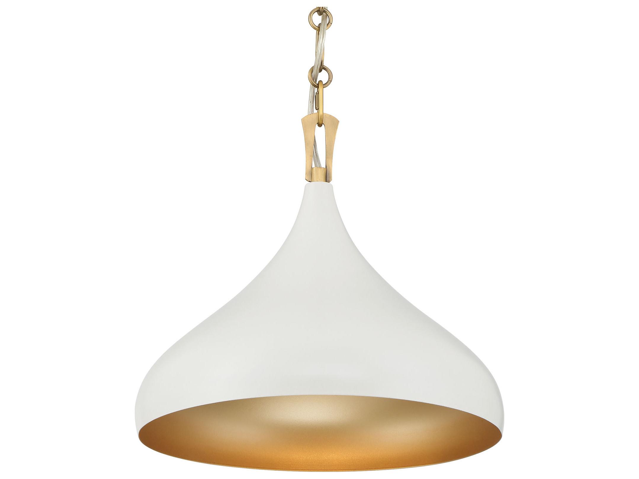 Minka Lavery Cedar Lane 1-Light Legacy Brass Off White Cream Dome Pendant