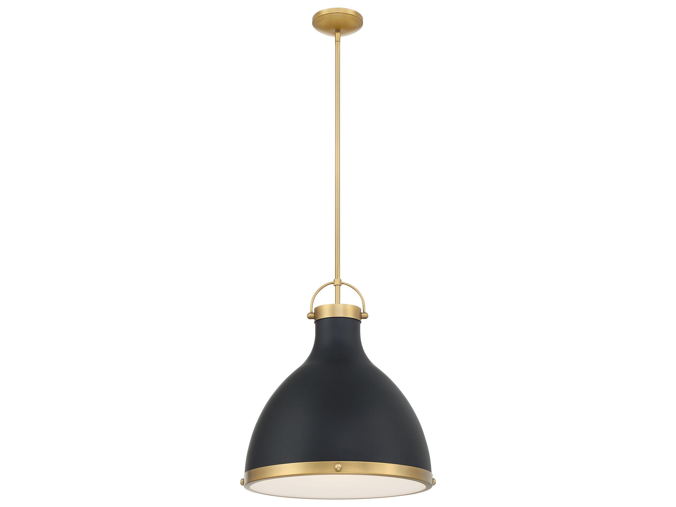 Minka Lavery Lynk 1-Light Legacy Brass Matte Coal Black Bell Pendant