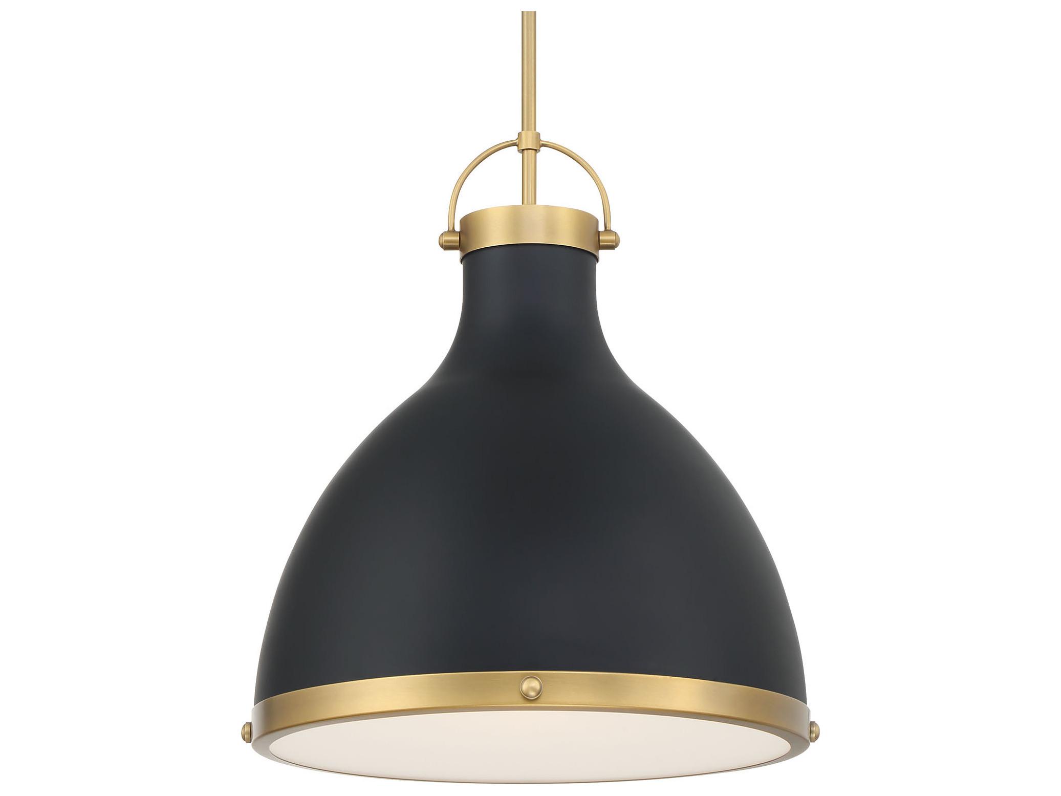 Minka Lavery Lynk 1-Light Legacy Brass Matte Coal Black Bell Pendant