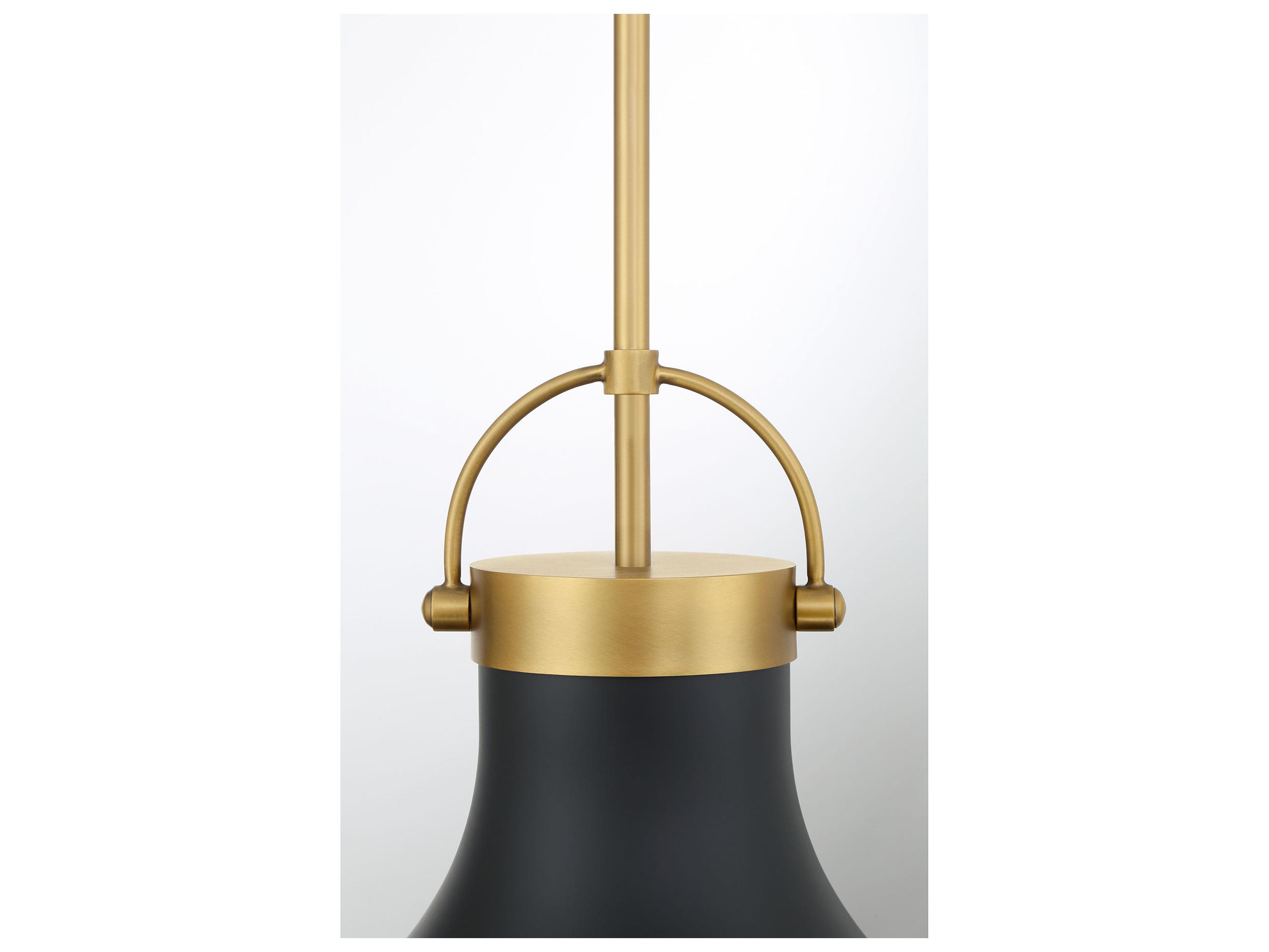 Minka Lavery Lynk 1-Light Legacy Brass Matte Coal Black Bell Pendant