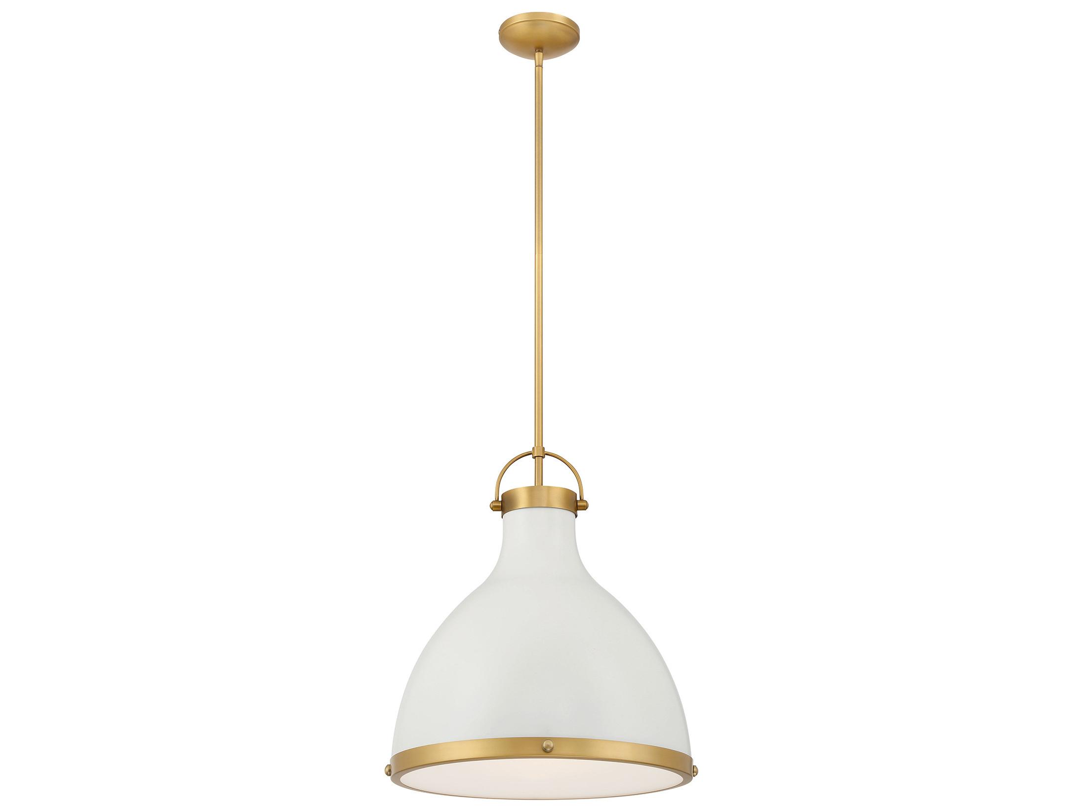 Minka Lavery Lynk 1-Light Legacy Brass Off White Cream Bell Pendant