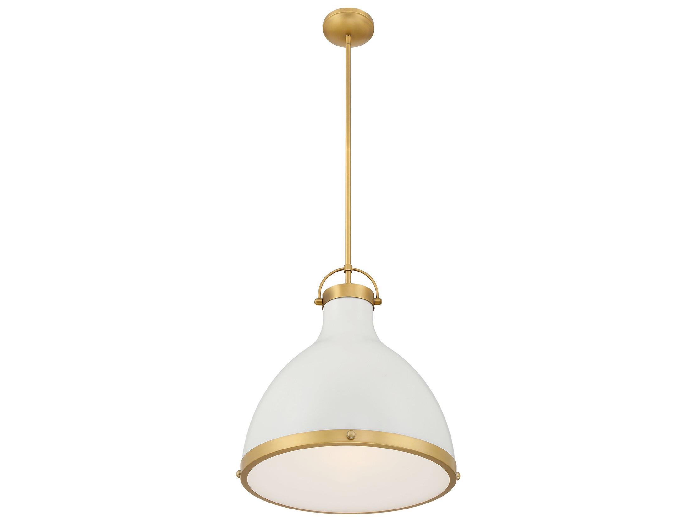 Minka Lavery Lynk 1-Light Legacy Brass Off White Cream Bell Pendant