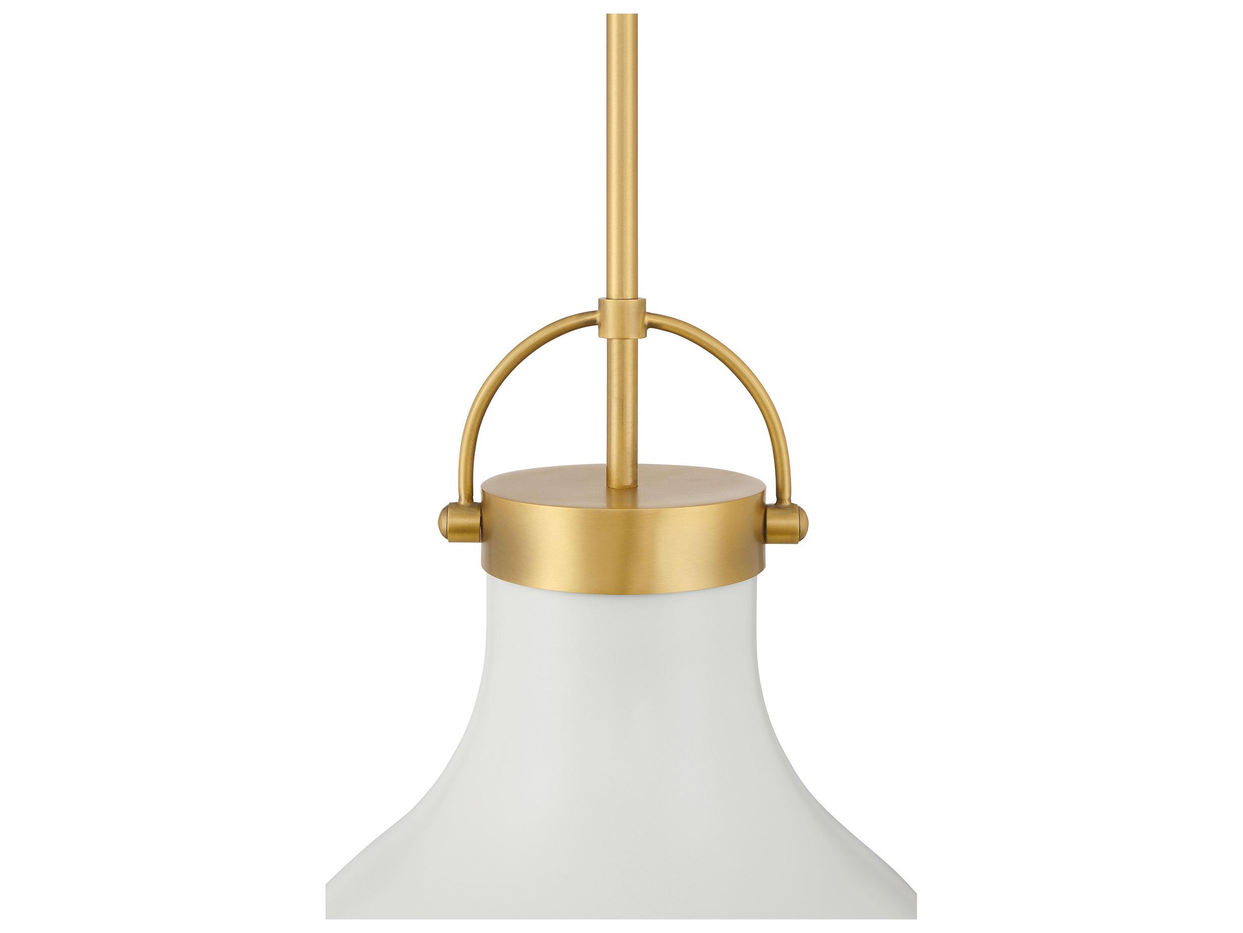 Minka Lavery Lynk 1-Light Legacy Brass Off White Cream Bell Pendant