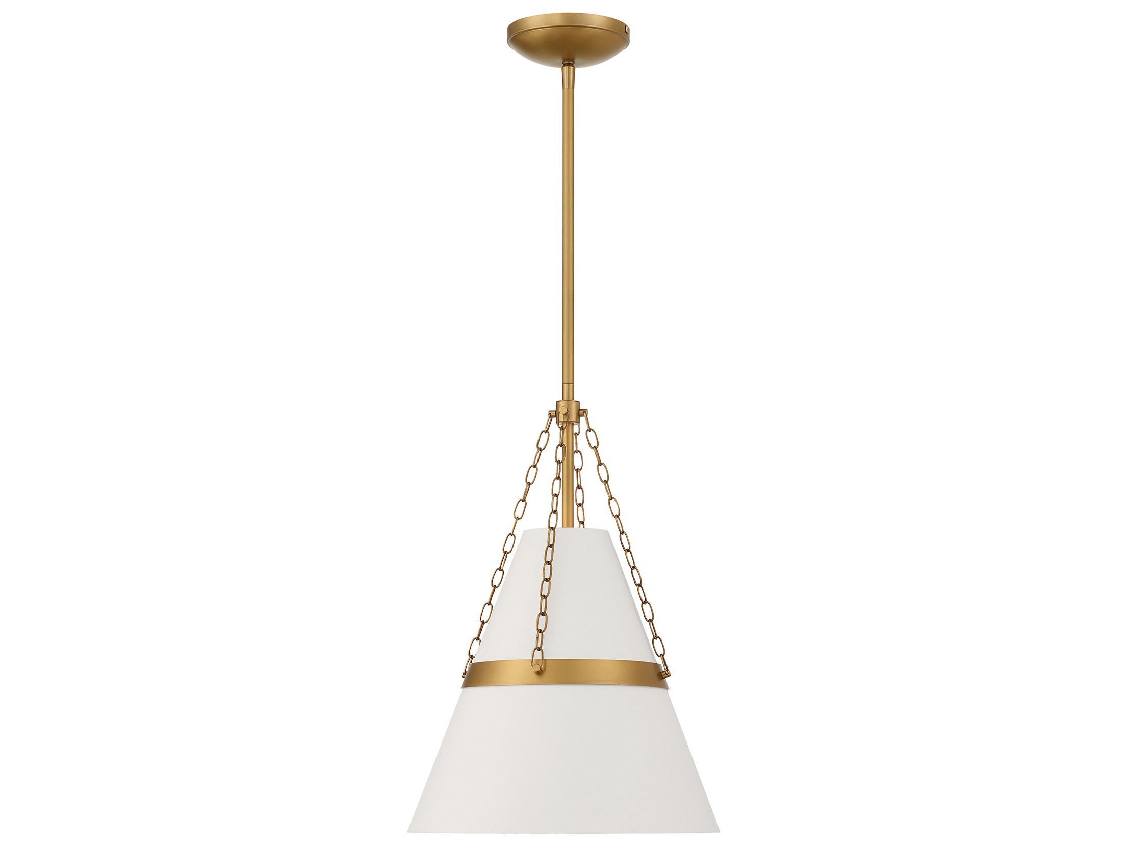 Minka Lavery Springfield 1-Light Legacy Brass Off White Cream Mini Pendant