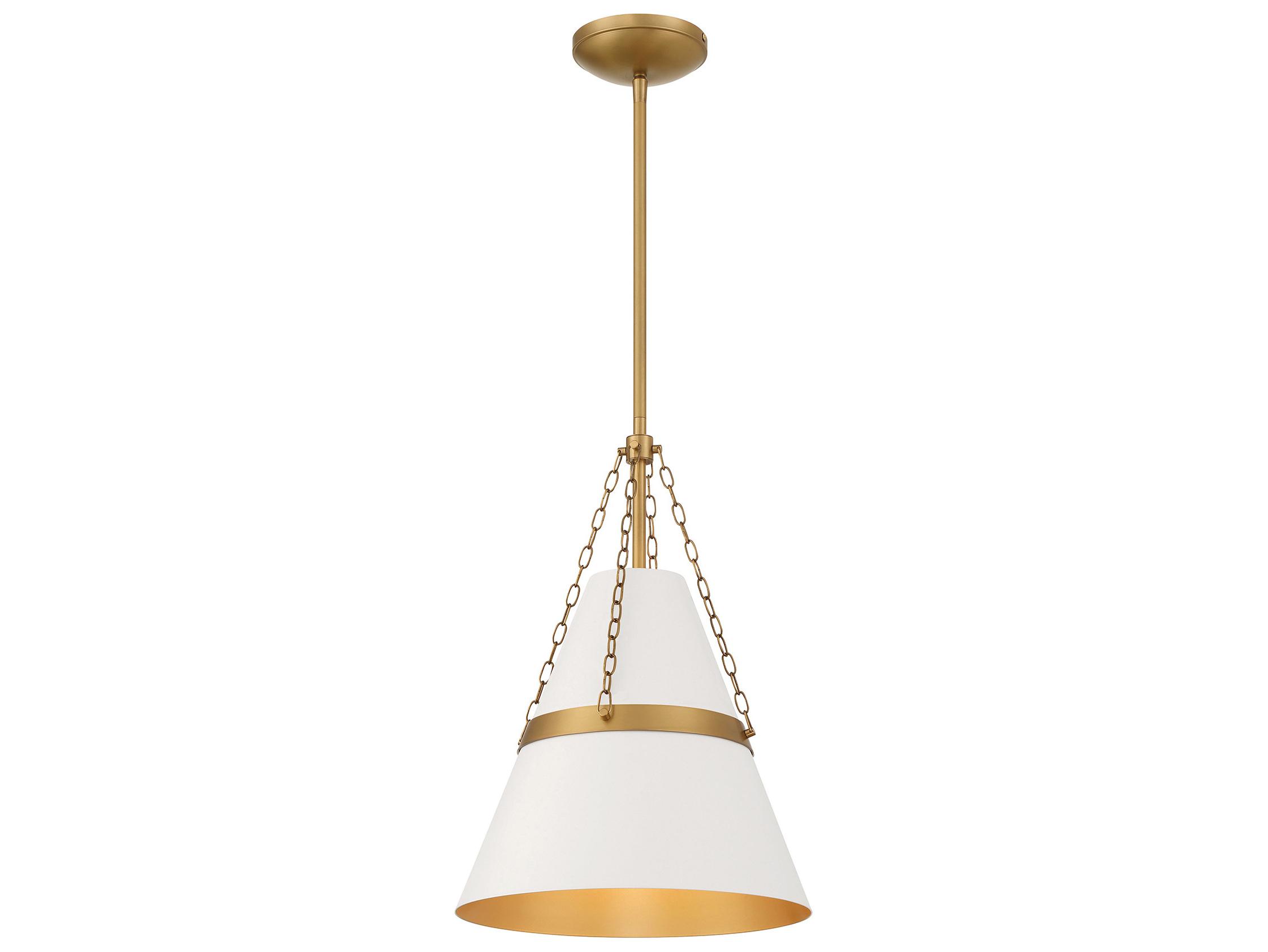 Minka Lavery Springfield 1-Light Legacy Brass Off White Cream Mini Pendant
